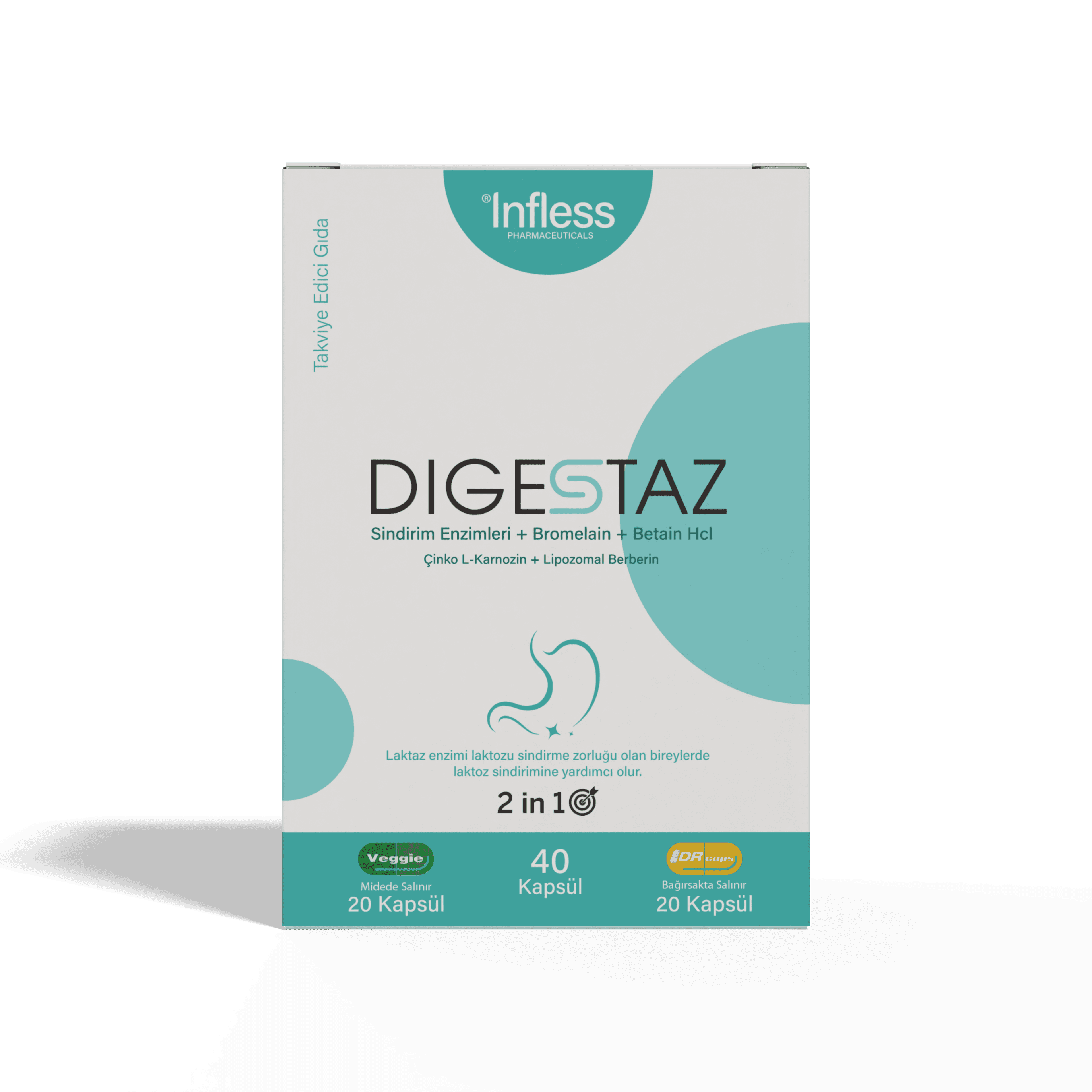 Digestaz, Sindirim Enzimleri + Bromelain +Betain HCL+ Lipozomal Berberin + Çinko L-Karnosin