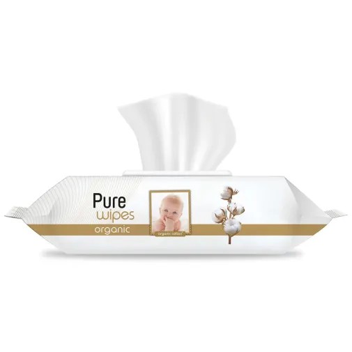 Pure Baby Organik Pamuklu Bebek Islak Havlu 90Lı