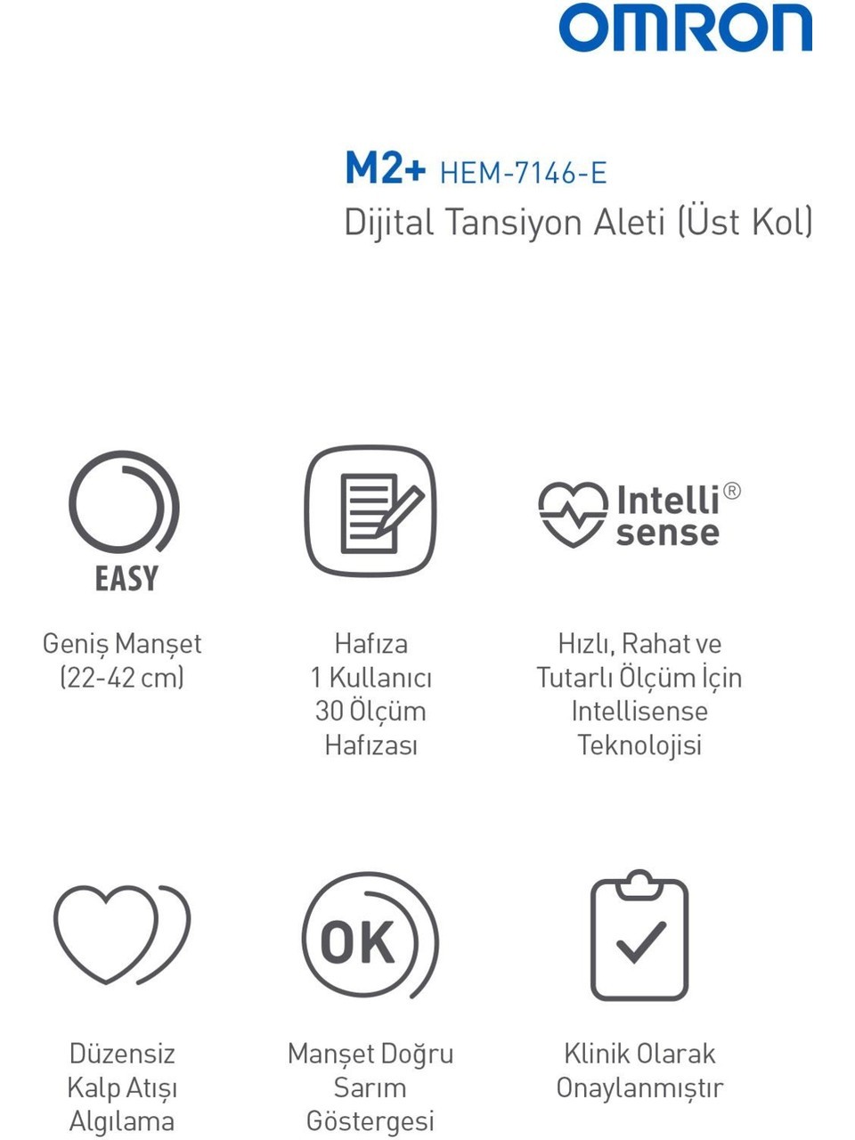 Hafızalı Üst Koldan Ölçer Dijital Tansiyon Aleti - Omron M2+ 