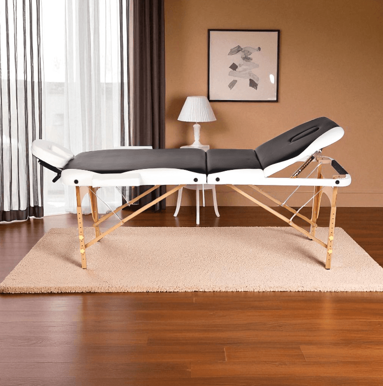 Comfort Plus Ahşap Masaj Masası İthal 305-Siyah Beyaz