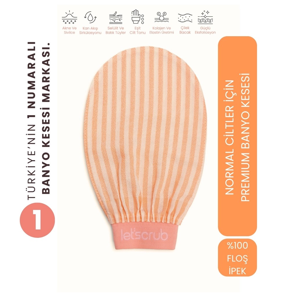 Let'scrub Premium Zebra Turuncu Banyo Kesesi
