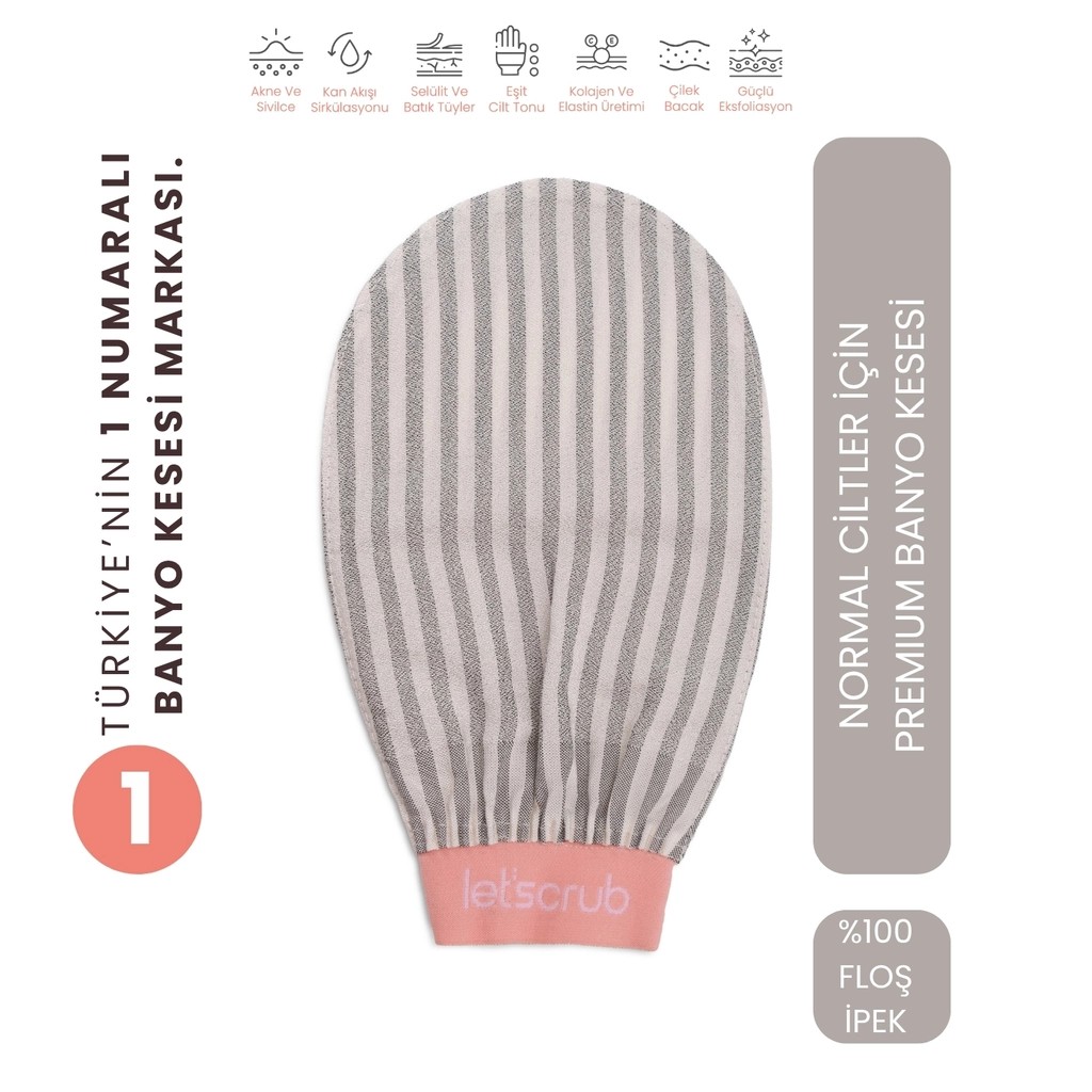 Let'scrub Premium Zebra Gri Banyo Kesesi