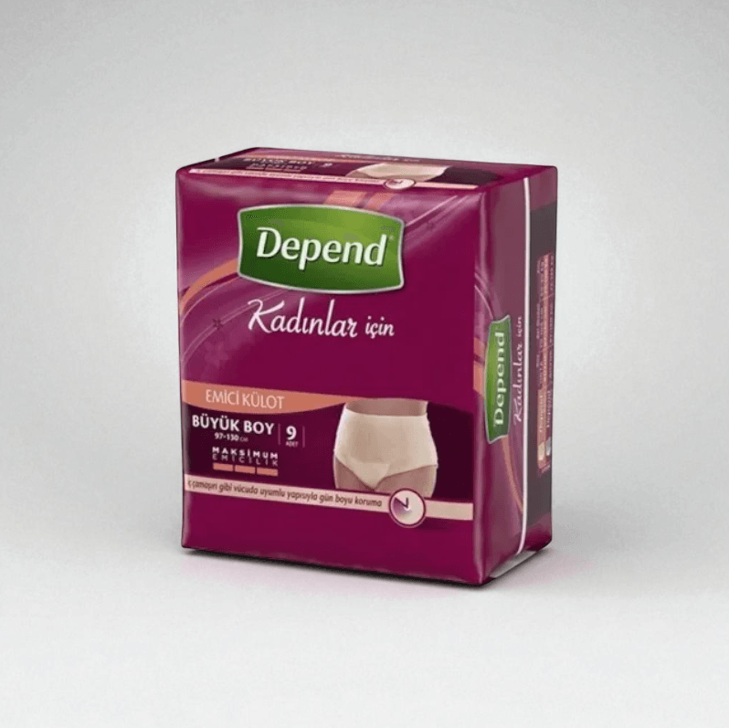 Depend Tek Kullanımlık Emici Kadın Külodu 9Lu Büyük Boy
