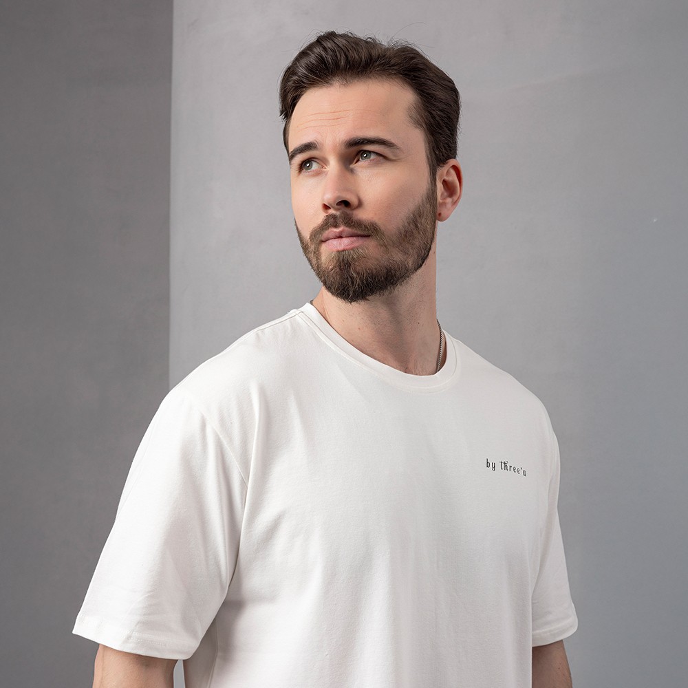 OVERSIZE BASKILI BİSİKLET YAKA TİŞÖRT