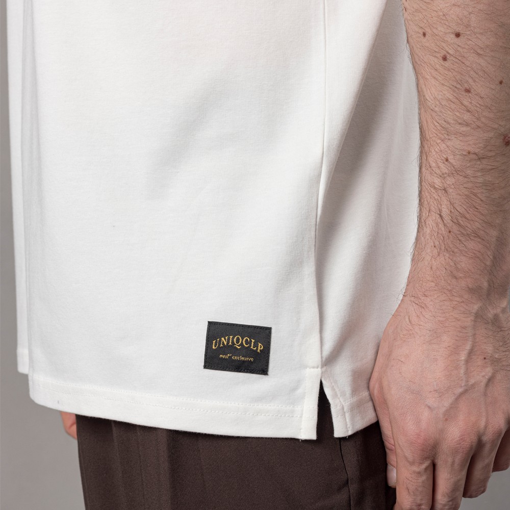 OVERSIZE BASKILI BİSİKLET YAKA TİŞÖRT