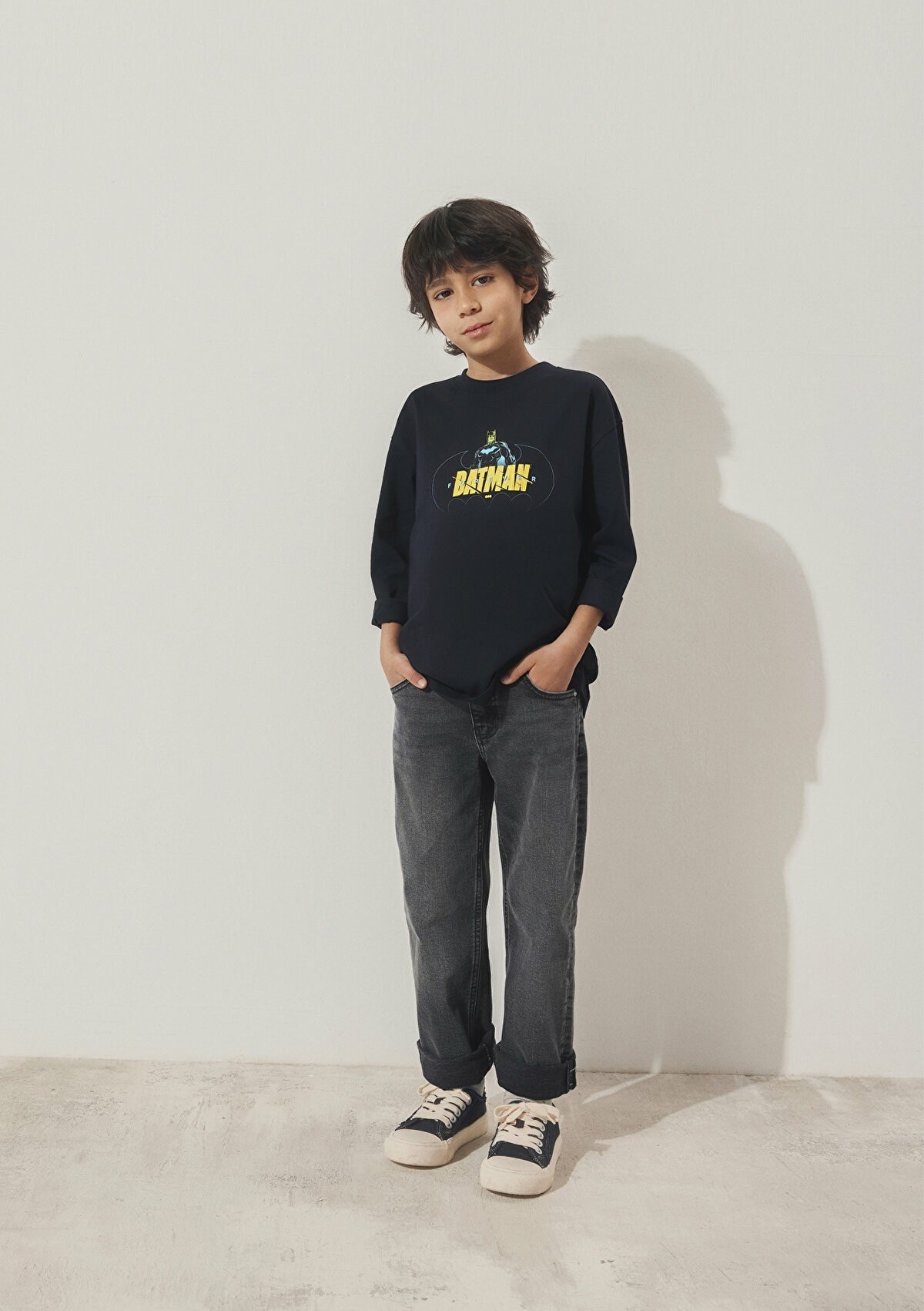 Mavi Batman Baskılı Çocuk Sweat 6610294-900 - SİYAH