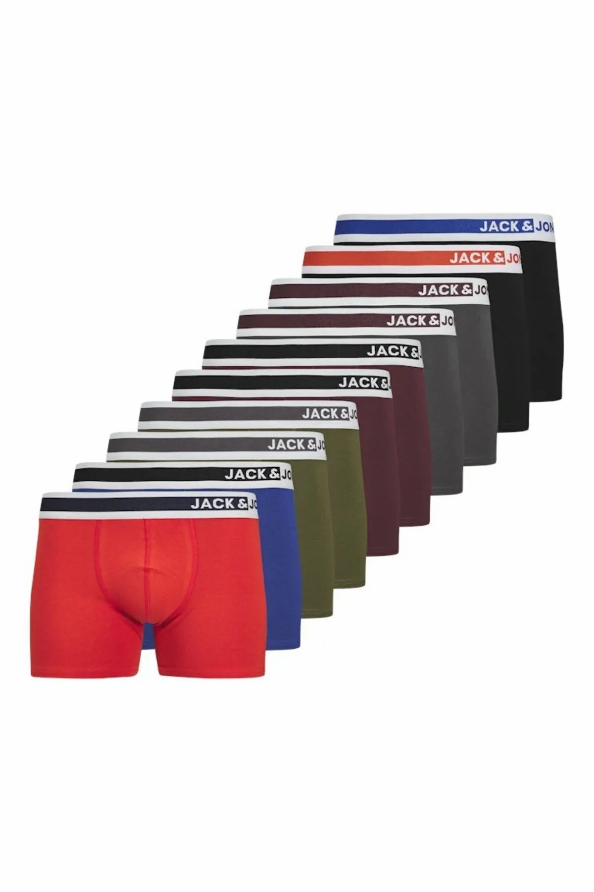 Jack Jones Jımmy Solıd 10 Lu Paket Erkek Baxer 12264001 - KIRMIZI
