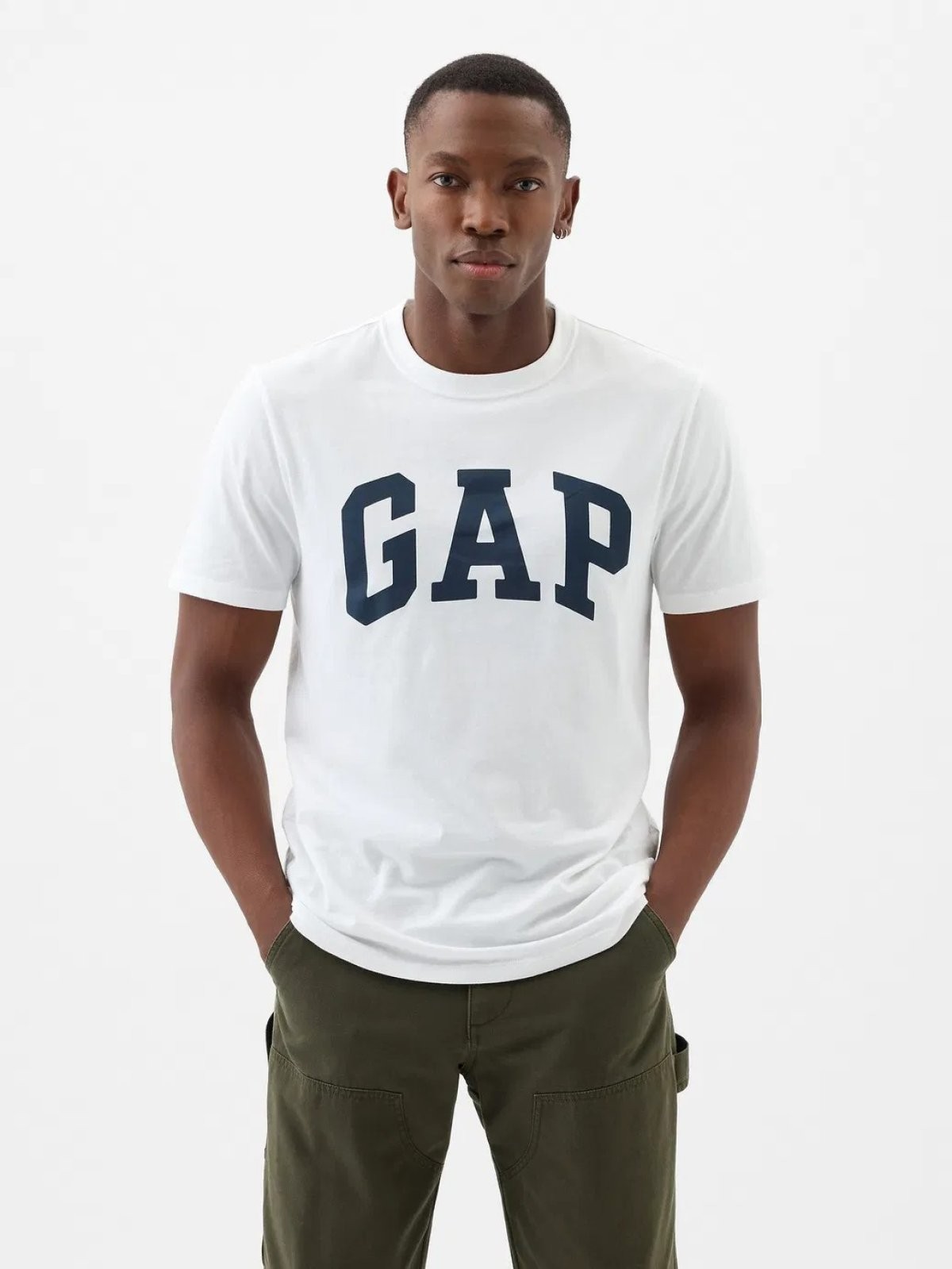 Gap V-Everyday Soft Basıc Logo Erkek Tişört 856659003 - BEYAZ