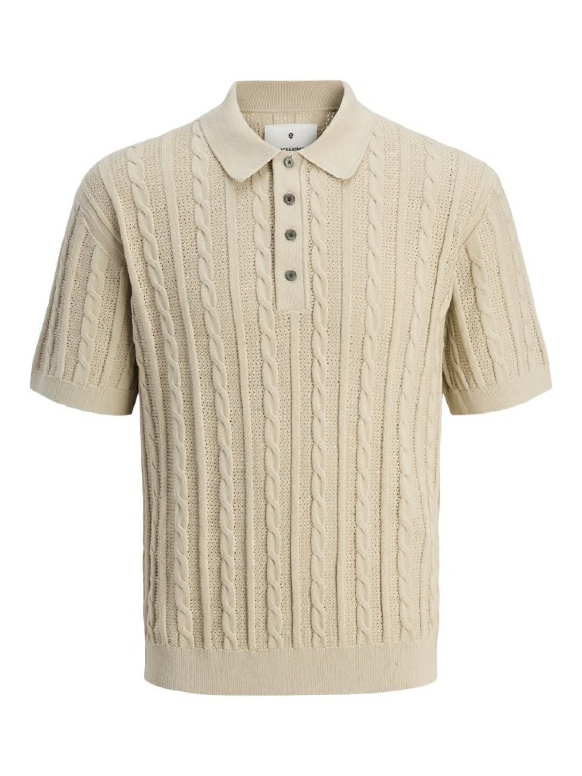 Jack Jones Lamason Knıt Oversize Fit Triko Polo Yaka Erkek Tişört 12277518 - BEJ