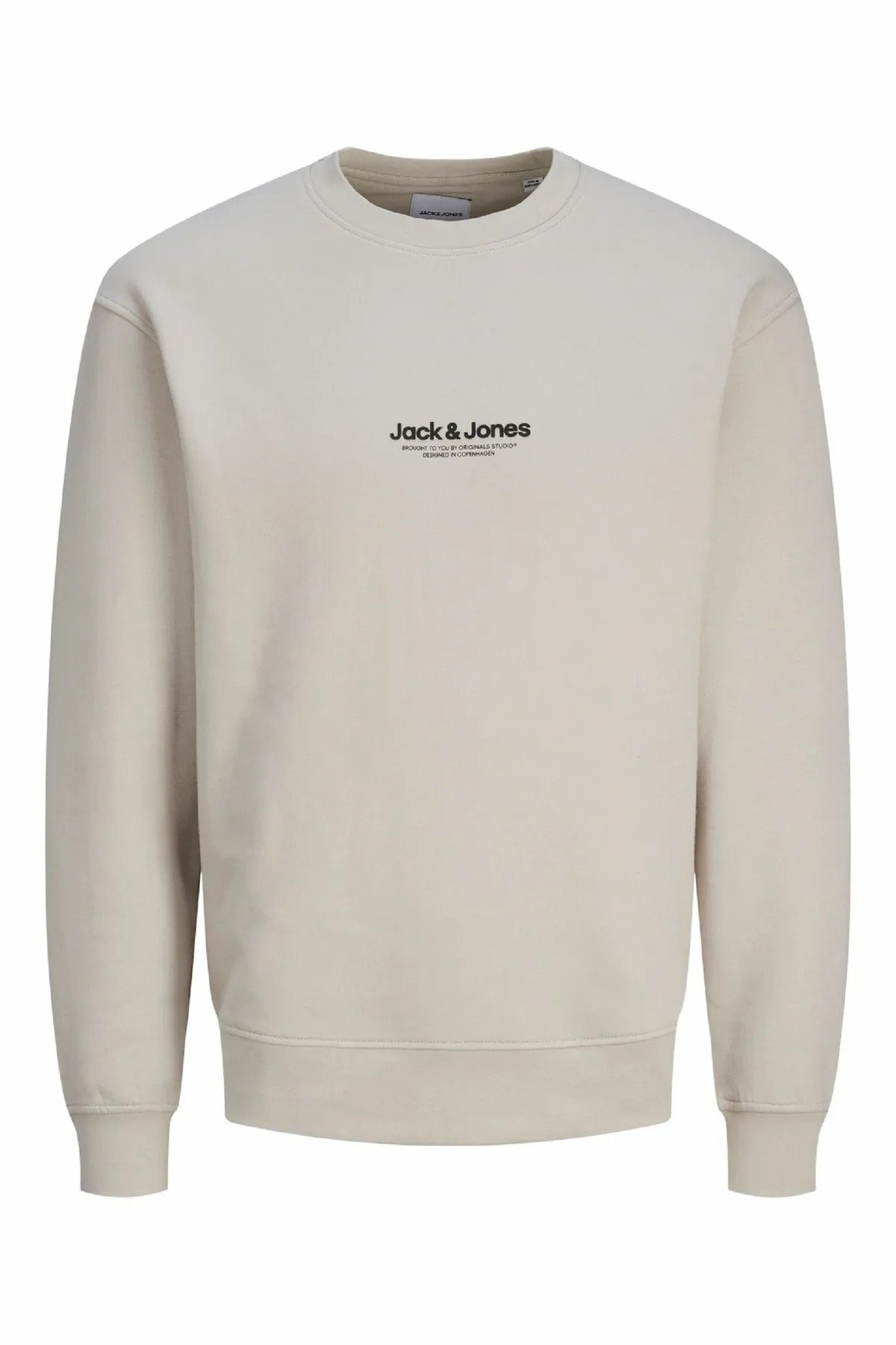 Jack Jones Vester Bro Bisiklet Yaka Erkek Sweat 12266164 - BEJ