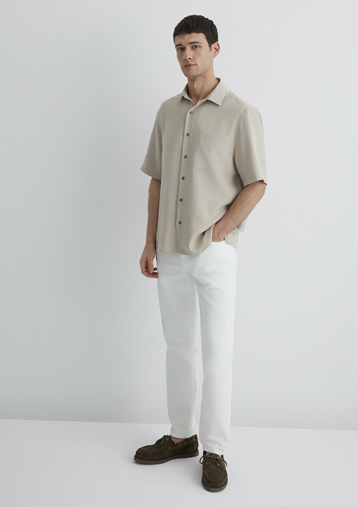 London Off White Classic Denim Erkek Jean Pantolon 0010172-89657 - EKRU