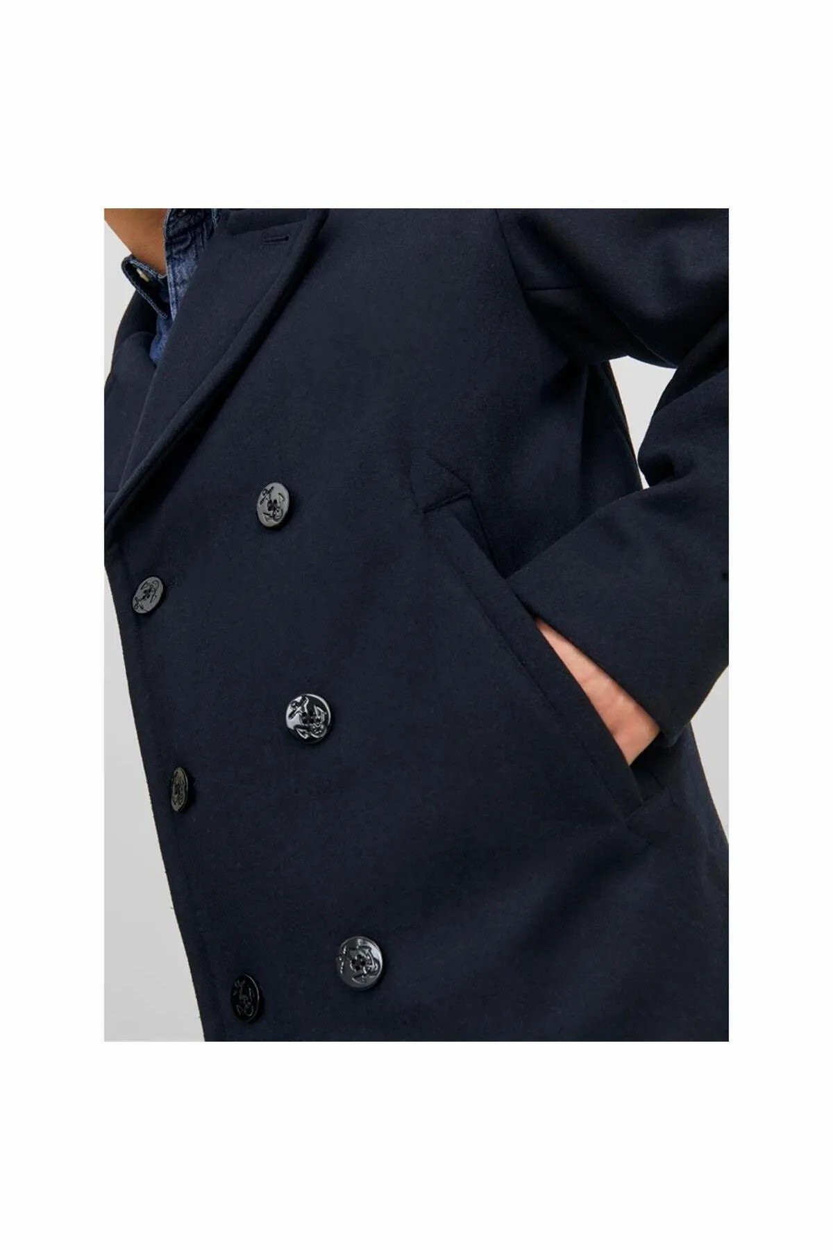 Jack Jones Blucaptaın Wool Pea Coat Erkek Kaşe Kaban 12239479 - LACİVERT