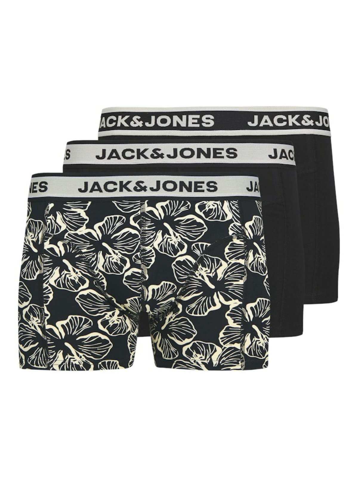 Jack Jones Lıam Flower 3 Lü Paket Erkek Boxer 12286178 - SİYAH