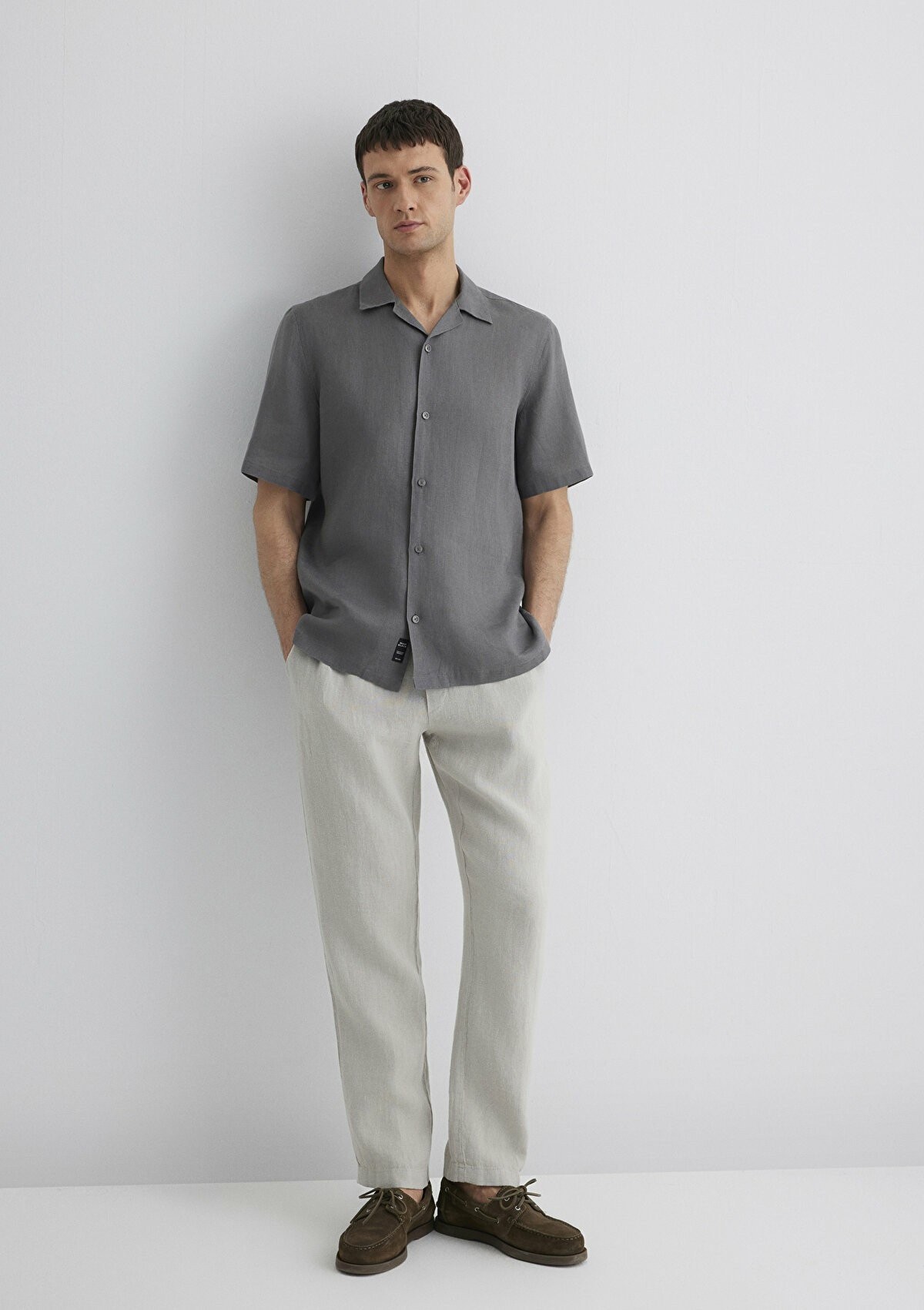 Mavi Gri Erkek  Keten Pantolon 0010358-70080 - GRİ