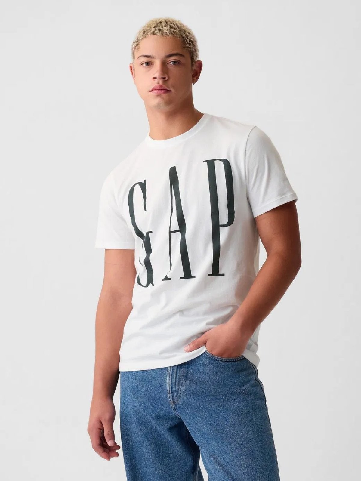 Gap V-Everyday Soft Corp Logo Erkek Tişört 866774001 - BEYAZ
