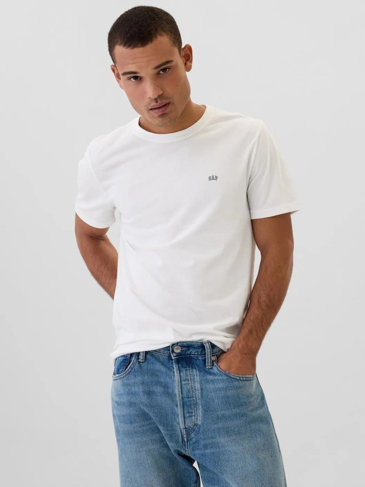 Gap V-Frch Everyday Soft Mıcro Logo Erkek Tişört 502022001 - BEYAZ