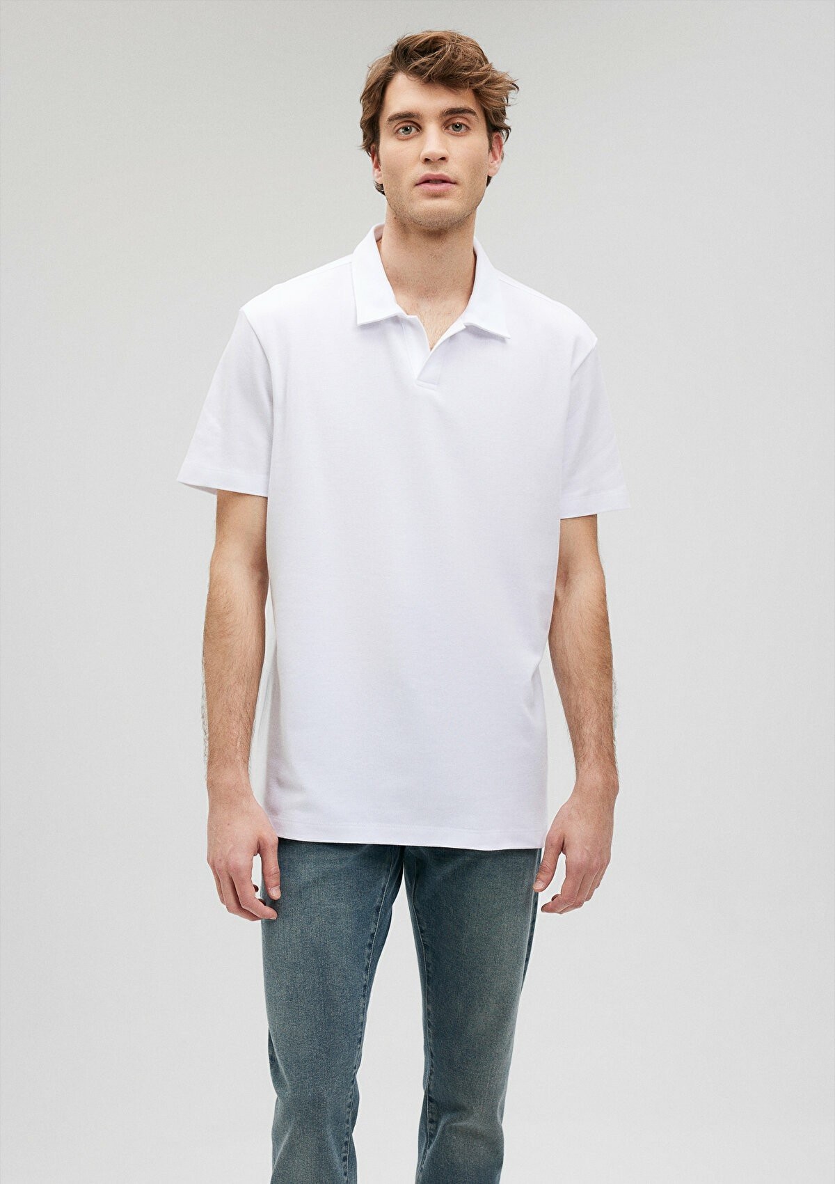 Mavi Beyaz Erkek Polo Tşört 0611904-620 - BEYAZ