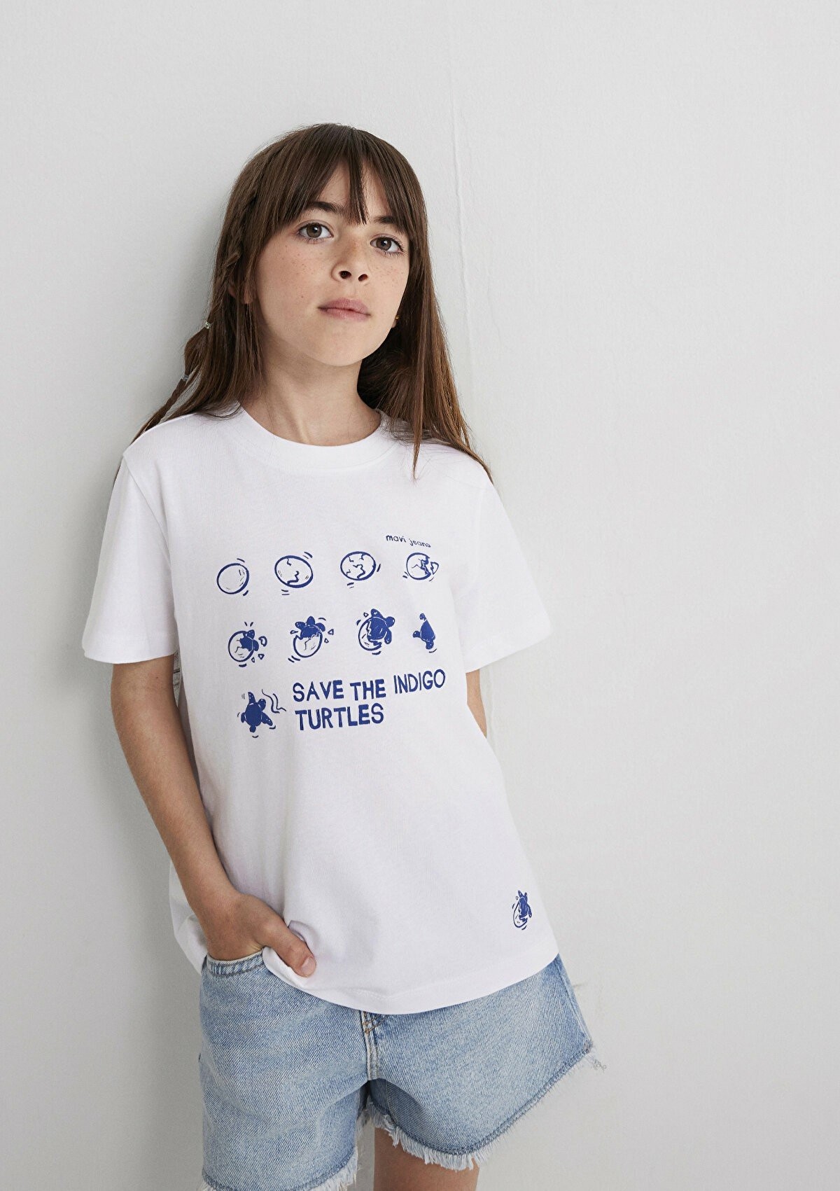 Mavi Save The Indıgo Turtles Beyaz Çocuk Tişört 7610376-620 - BEYAZ