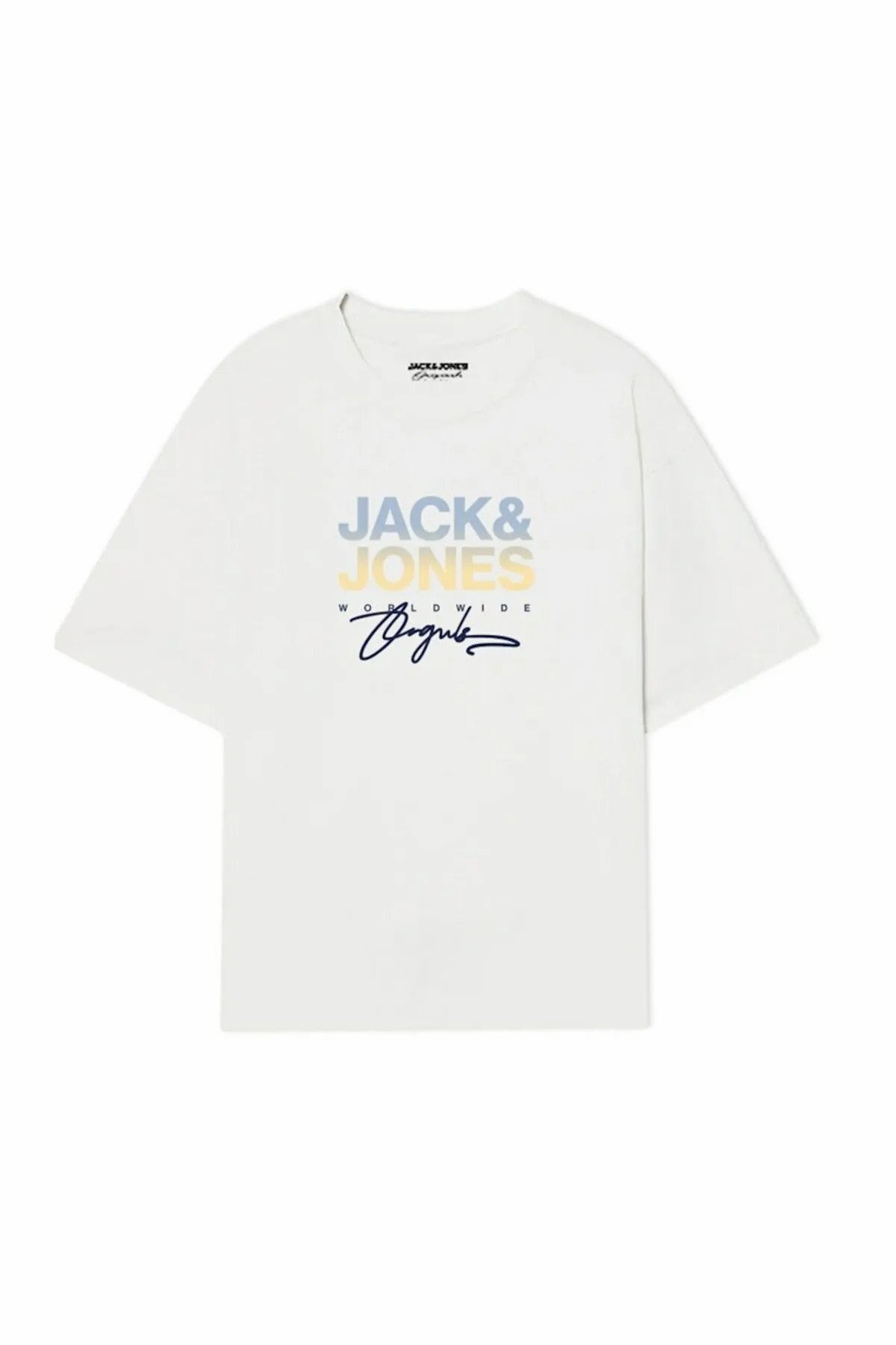 Jack Jones Canggu Logo Regular Fit Erkek Tişört 12281809 - BEYAZ