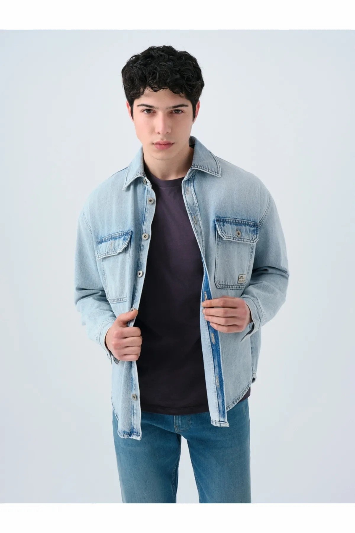 Loft Alejo Lıght Wash Erkek Jean Gömlek LF2039699 - MAVİ