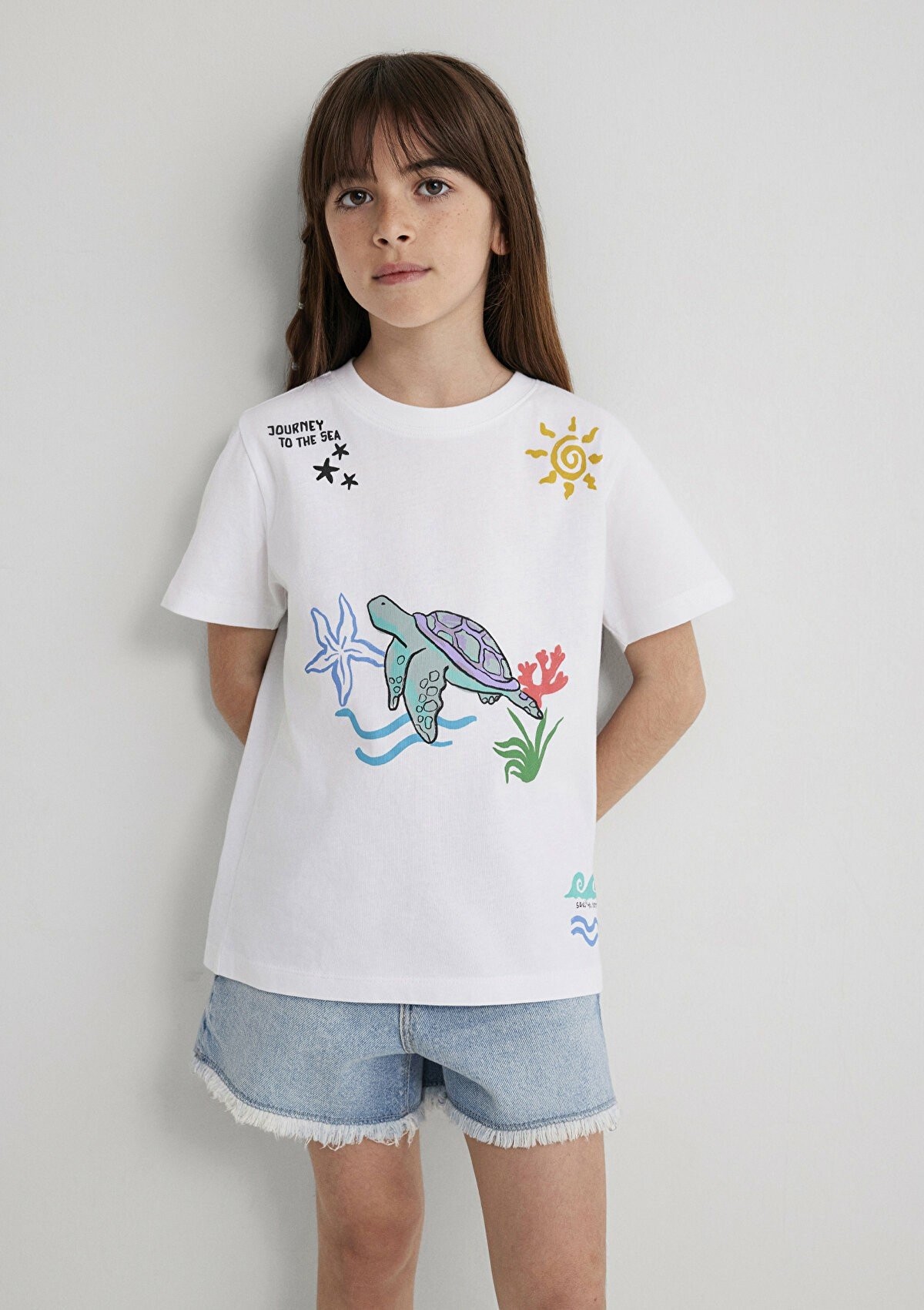 Mavi Save The Indigo Turtles Beyaz Çocuk Tişört 7610377-620 - BEYAZ