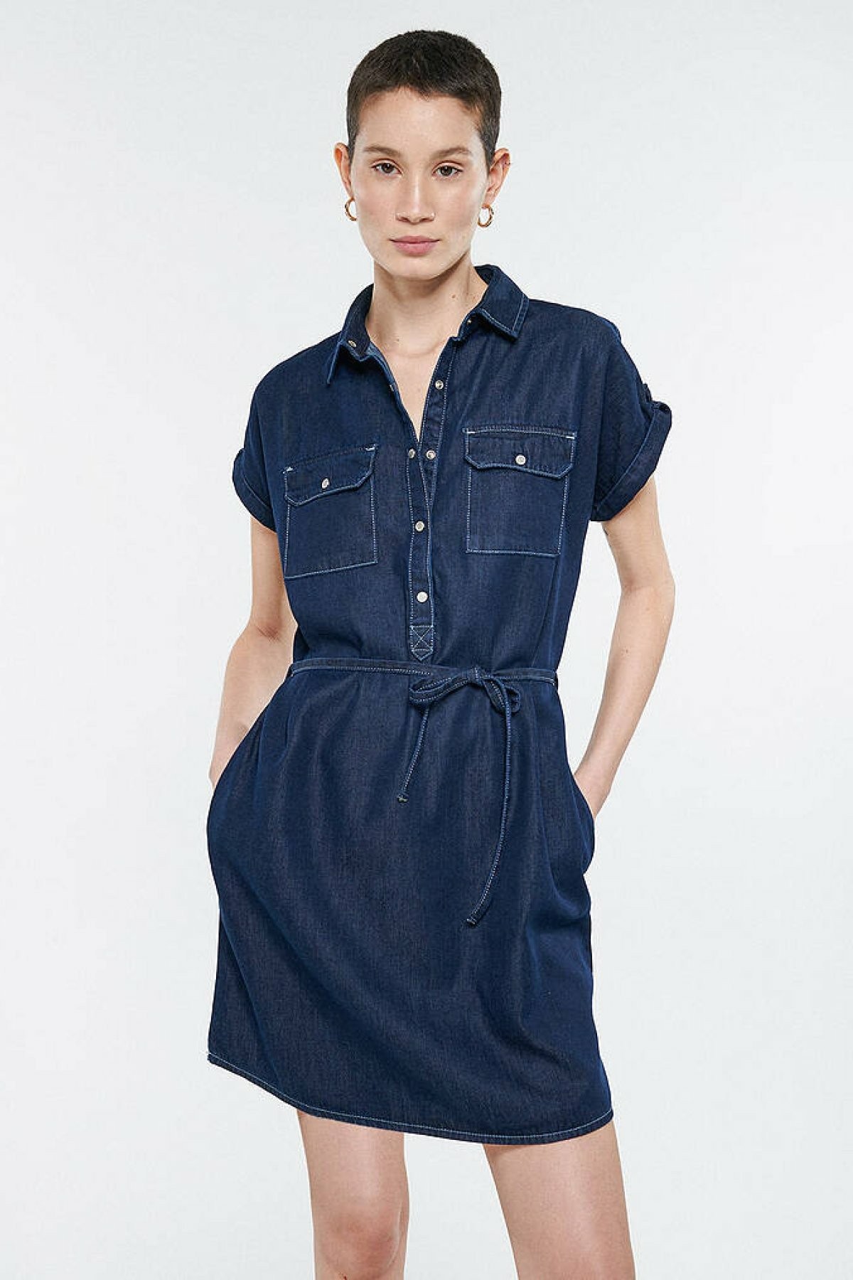 Mavi Barbara Summer Rinse Denim Elbise 130548-28636 - LACİVERT
