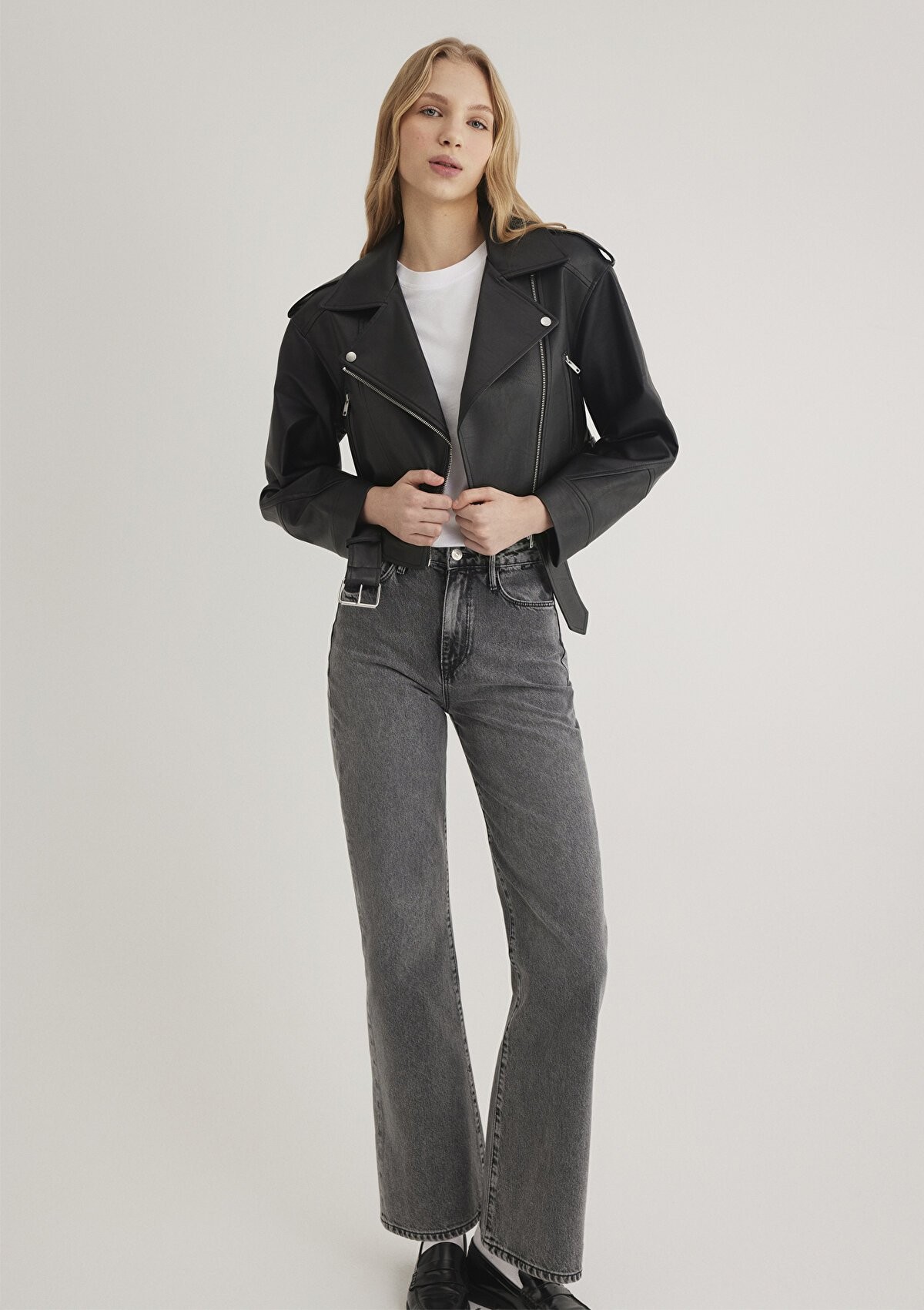 Mavi Crop Suni Deri Kadın Ceket 1110375-900 - SİYAH