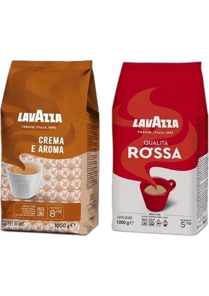 Lavazza Crema E Aroma 1kg + Qualita Rossa 1kg 2'li Çekirdek Kahve Seti 2kg