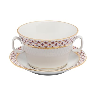 IMPERIAL PORCELAIN Çorba Kasesi Kulplu Net-blues Pembe