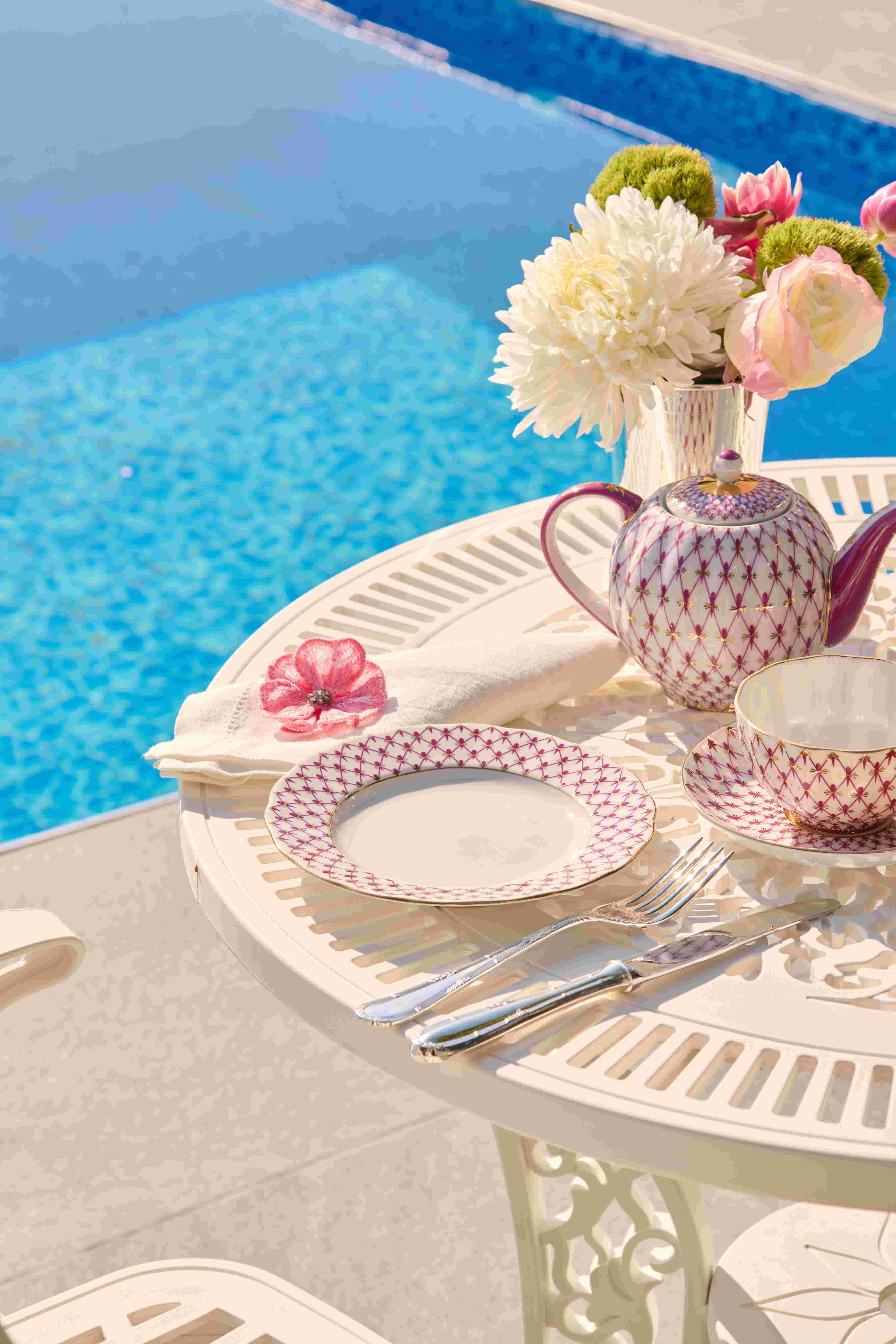 IMPERIAL PORCELAIN Pasta Tabağı Net-blues Pembe | 18 cm