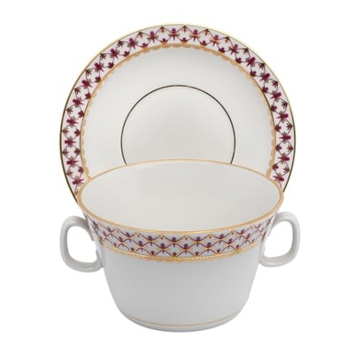 IMPERIAL PORCELAIN Çorba Kasesi Kulplu Net-blues Pembe