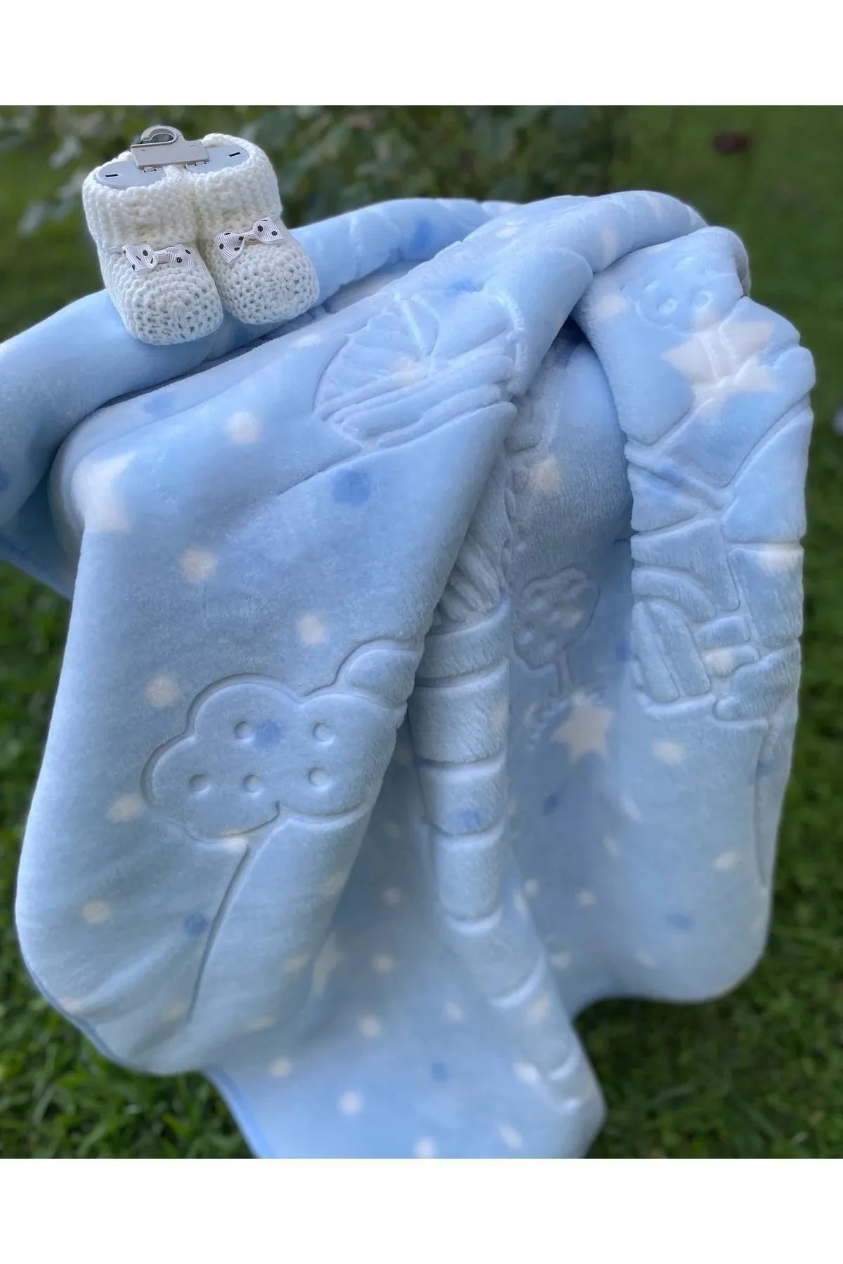 Merinos Bebek Kabartmalı Bebek Battaniyesi