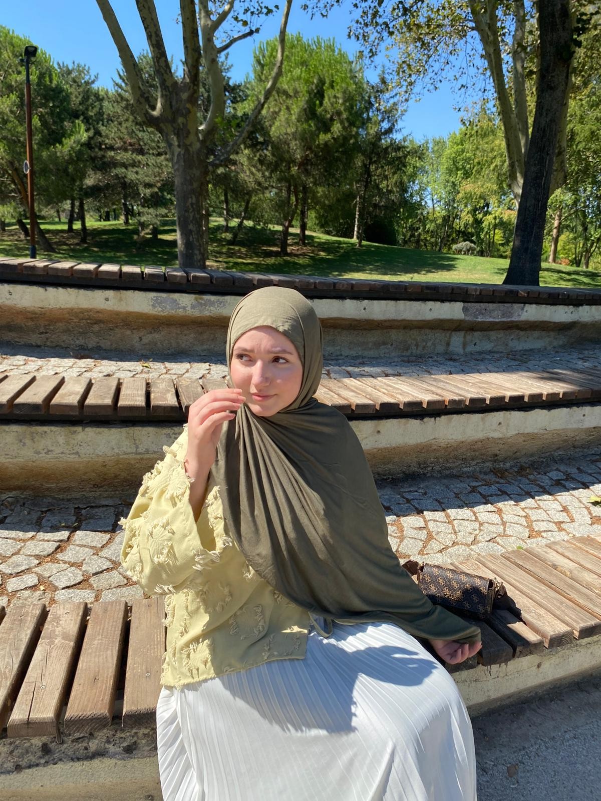 Tesettür Penye Şal - Yeşil