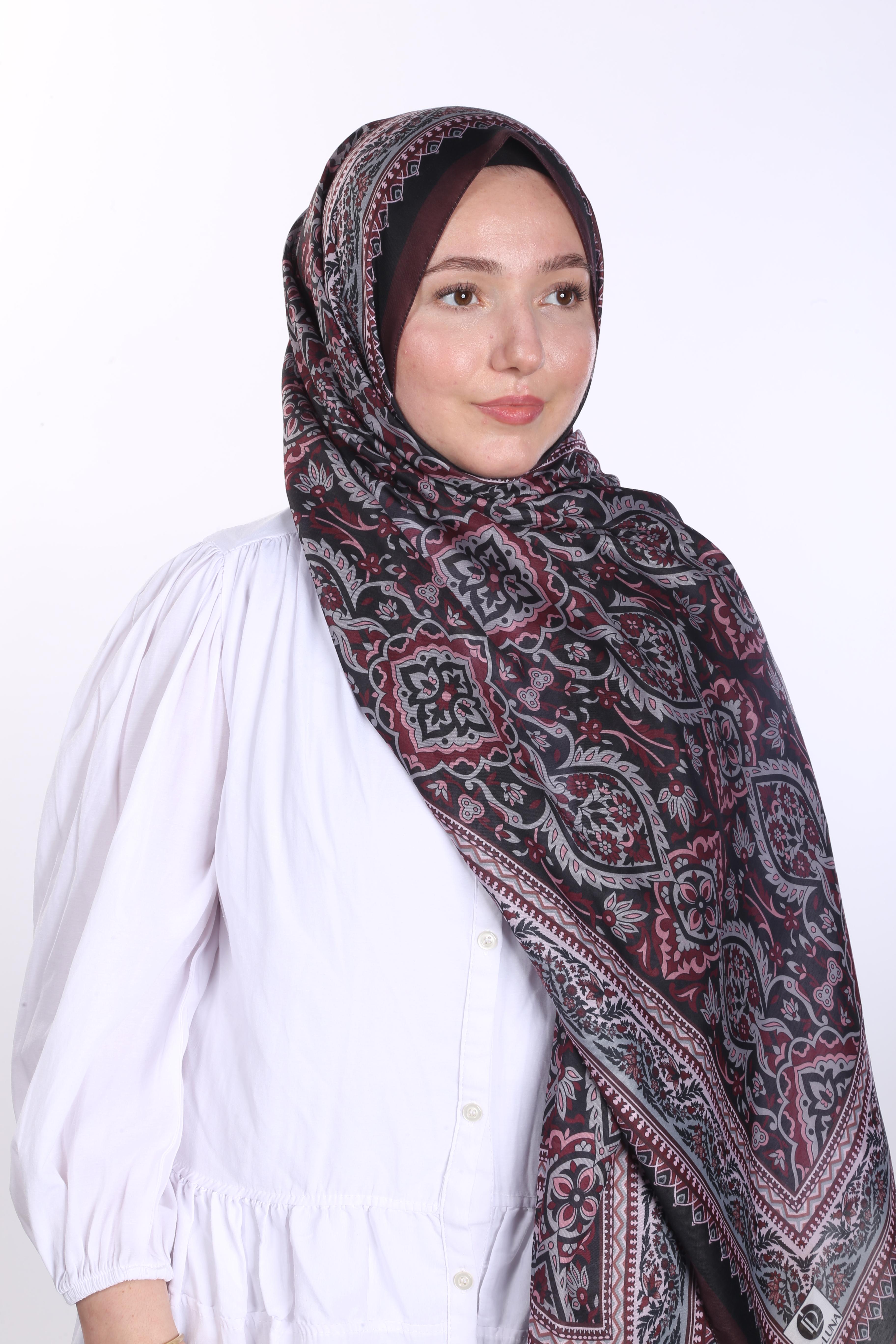 Leyal Desen Soft Şal - Bordo