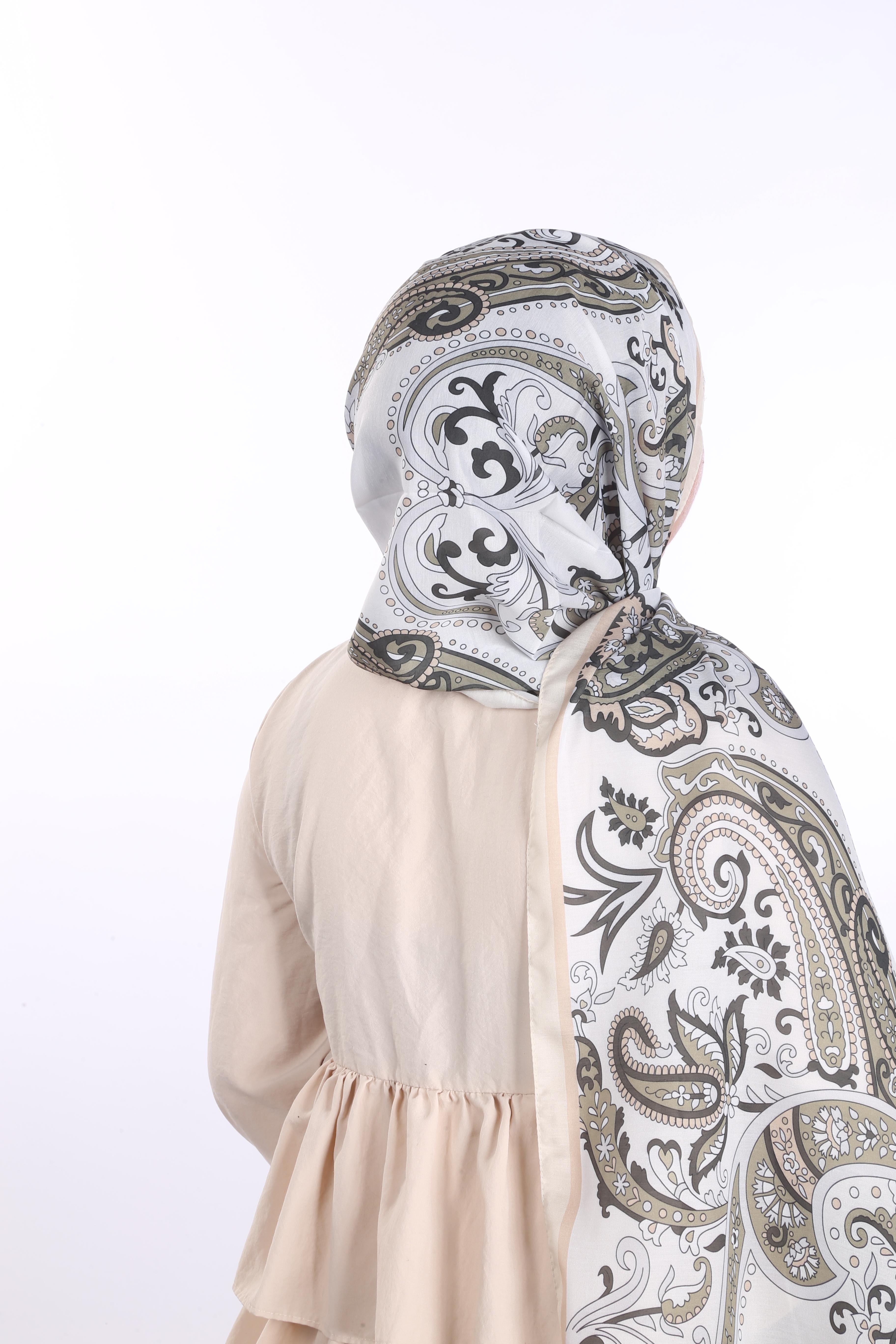 Leaves Harmony Desen Soft Şal - Haki Bej