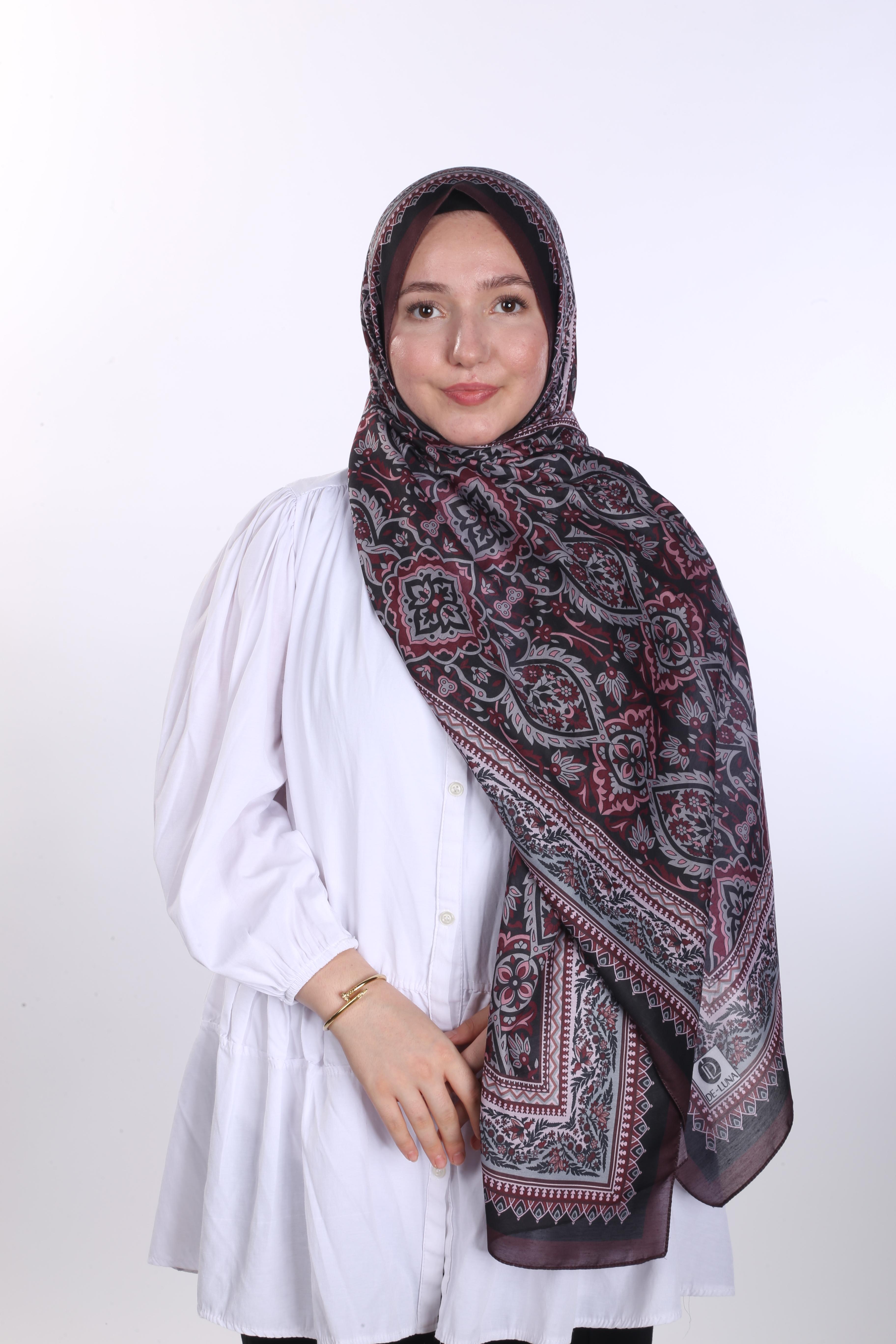 Leyal Desen Soft Şal - Bordo