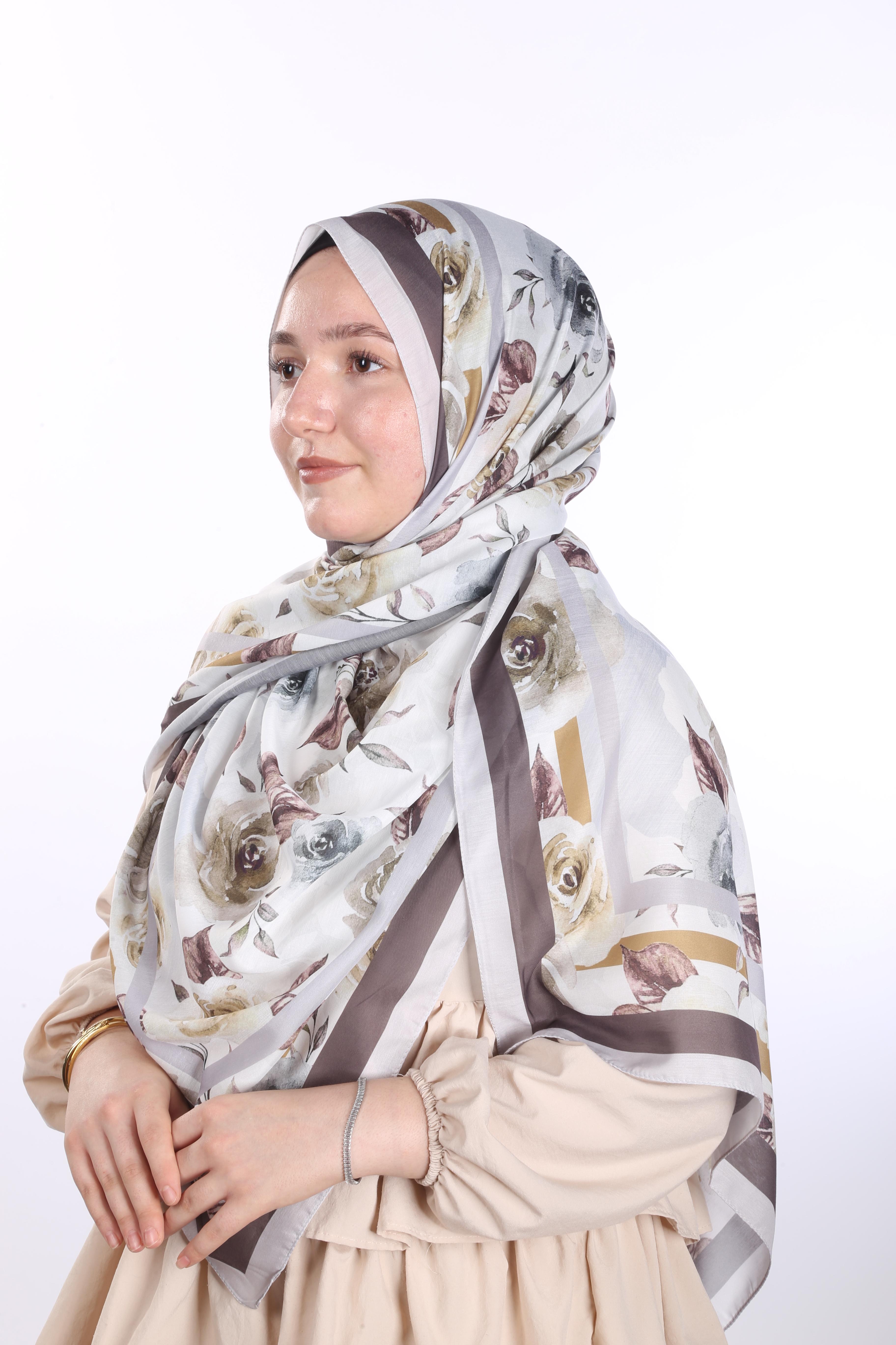 Asmin Desen Soft Şal - Kahve Bej