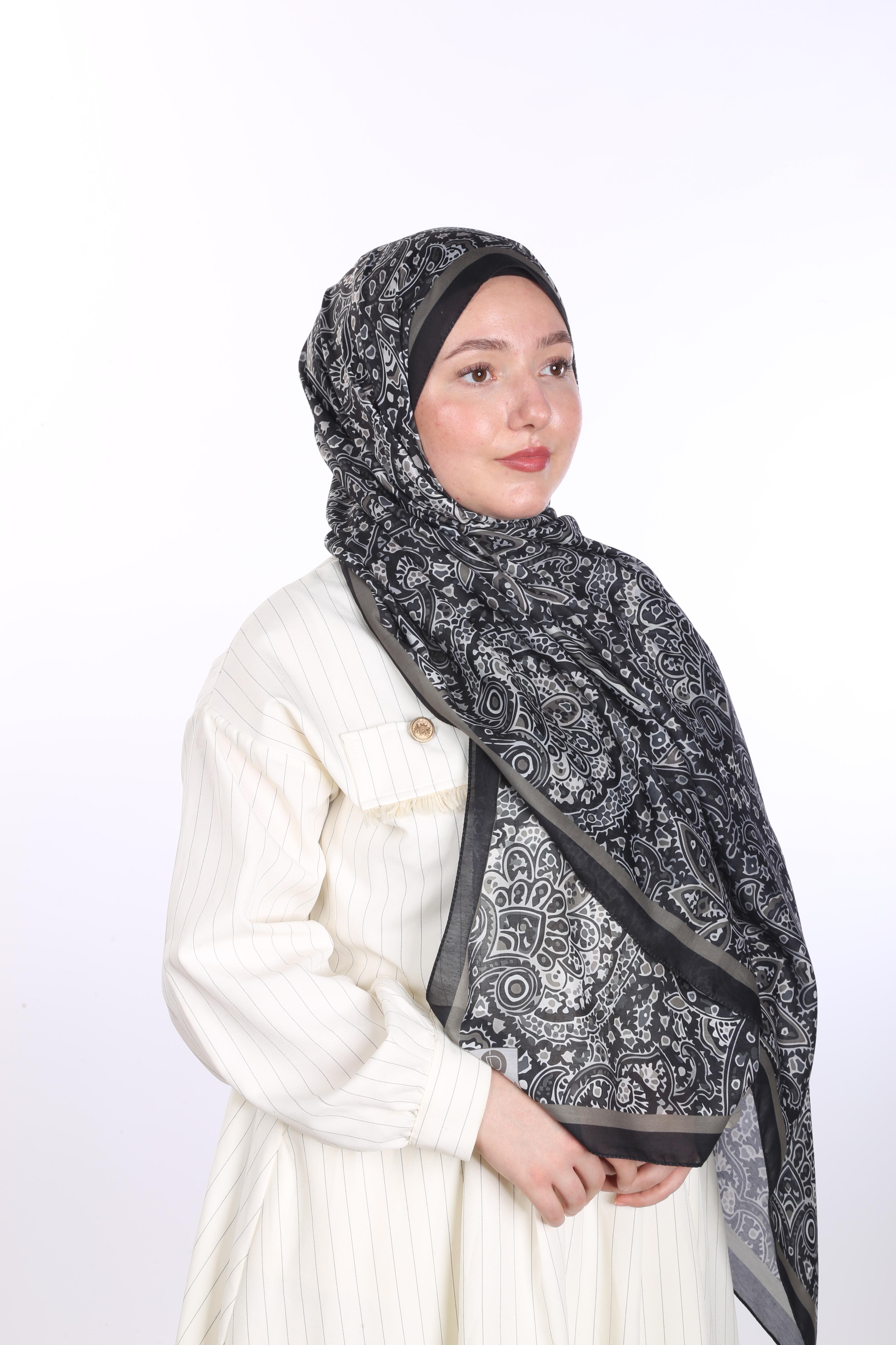 Laila Desen Soft Şal - Gece Siyah