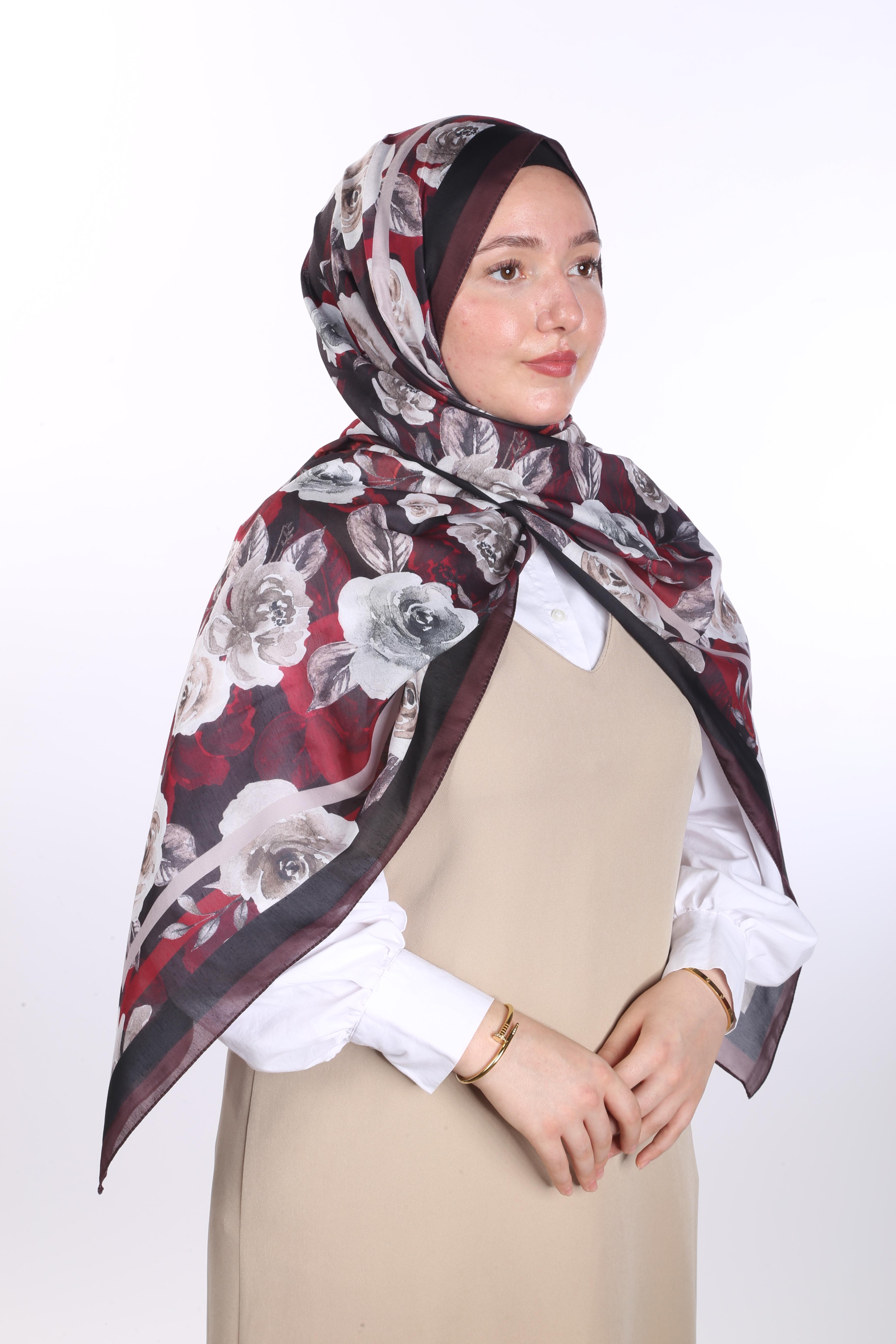 Asmin Desen Soft Şal - Bordo
