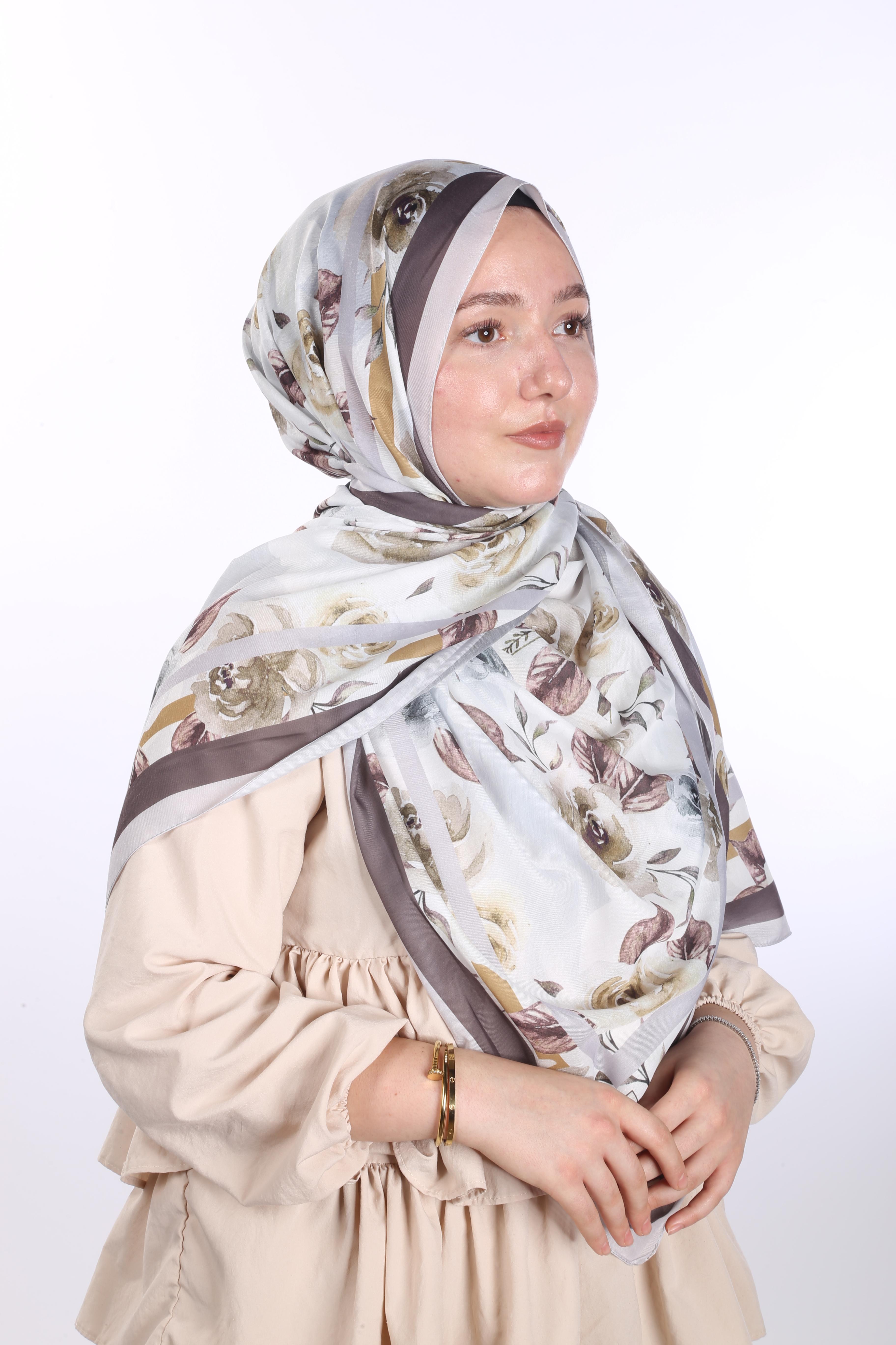 Asmin Desen Soft Şal - Kahve Bej