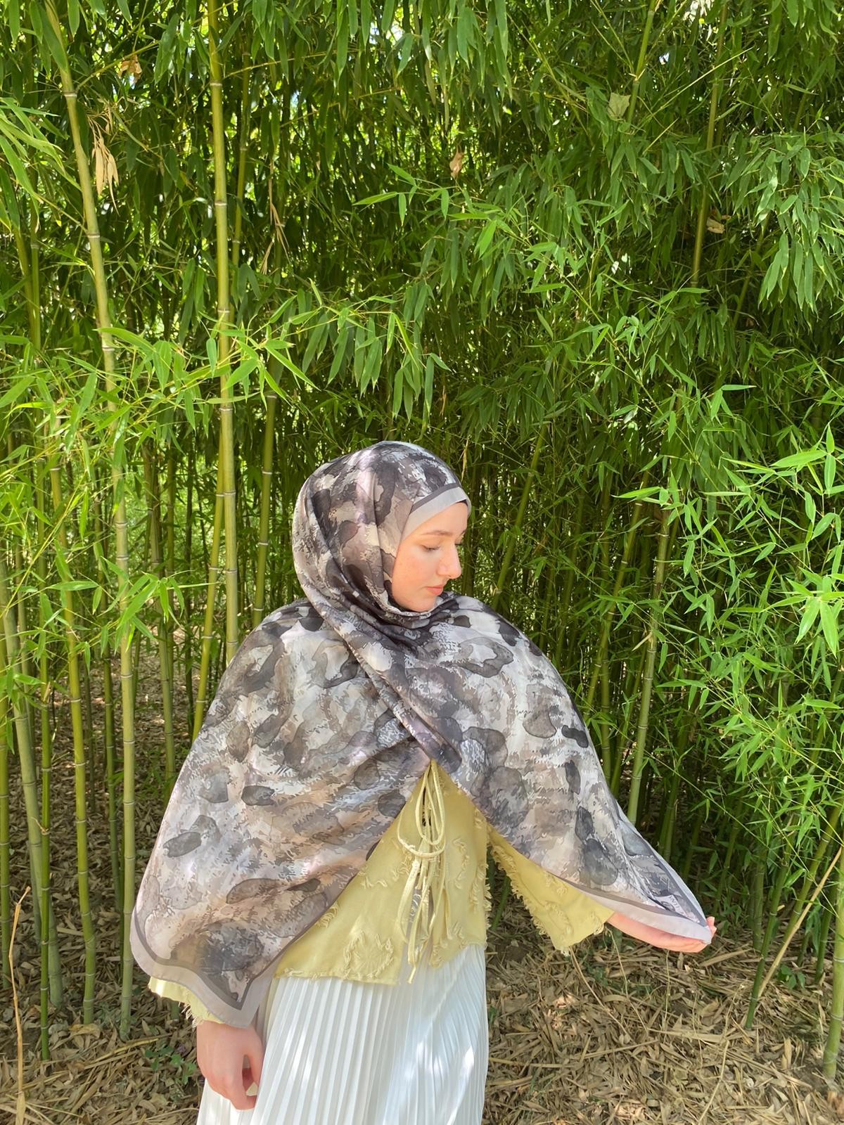 Batic Leopar Desen Soft Şal - Antrasit
