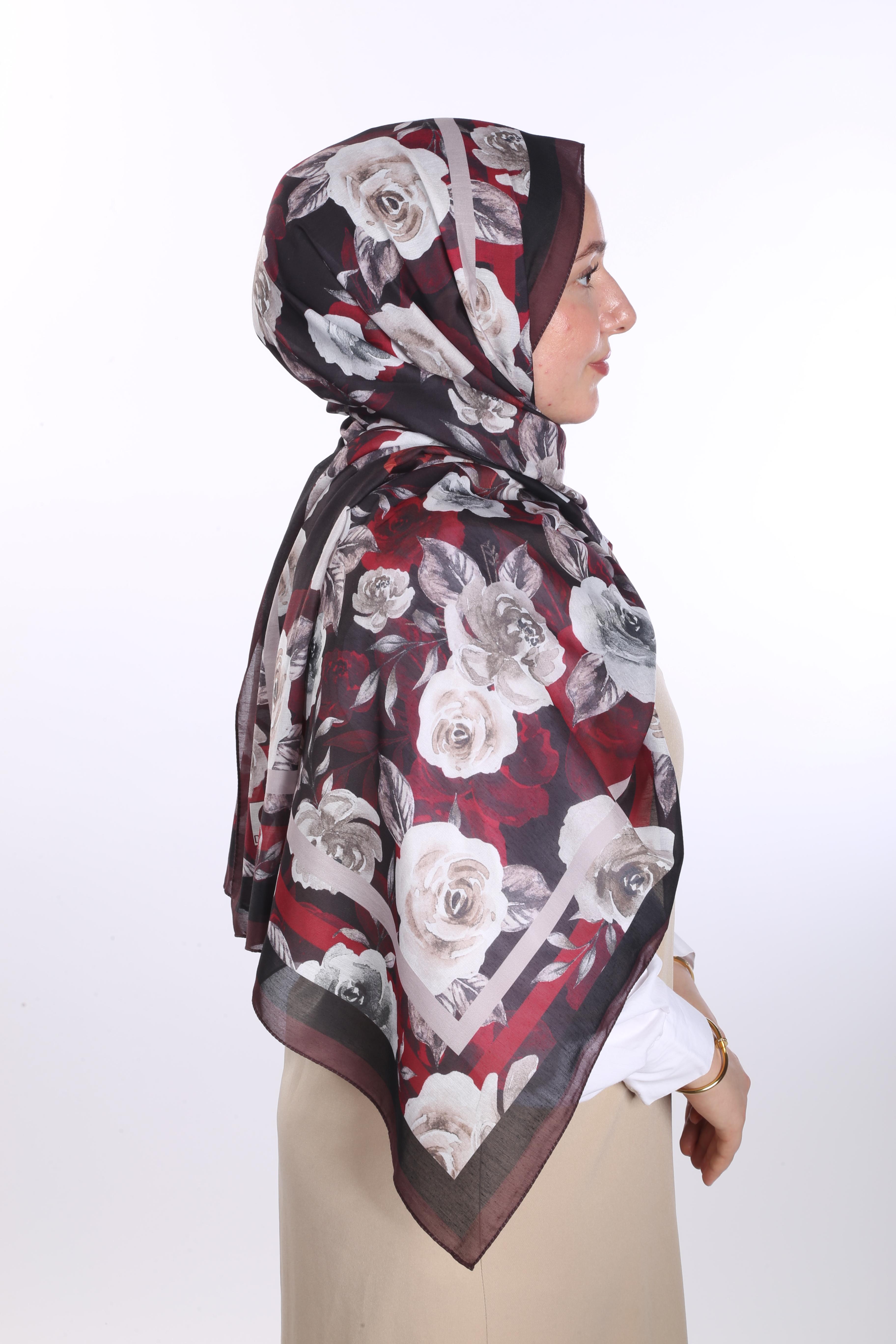 Asmin Desen Soft Şal - Bordo