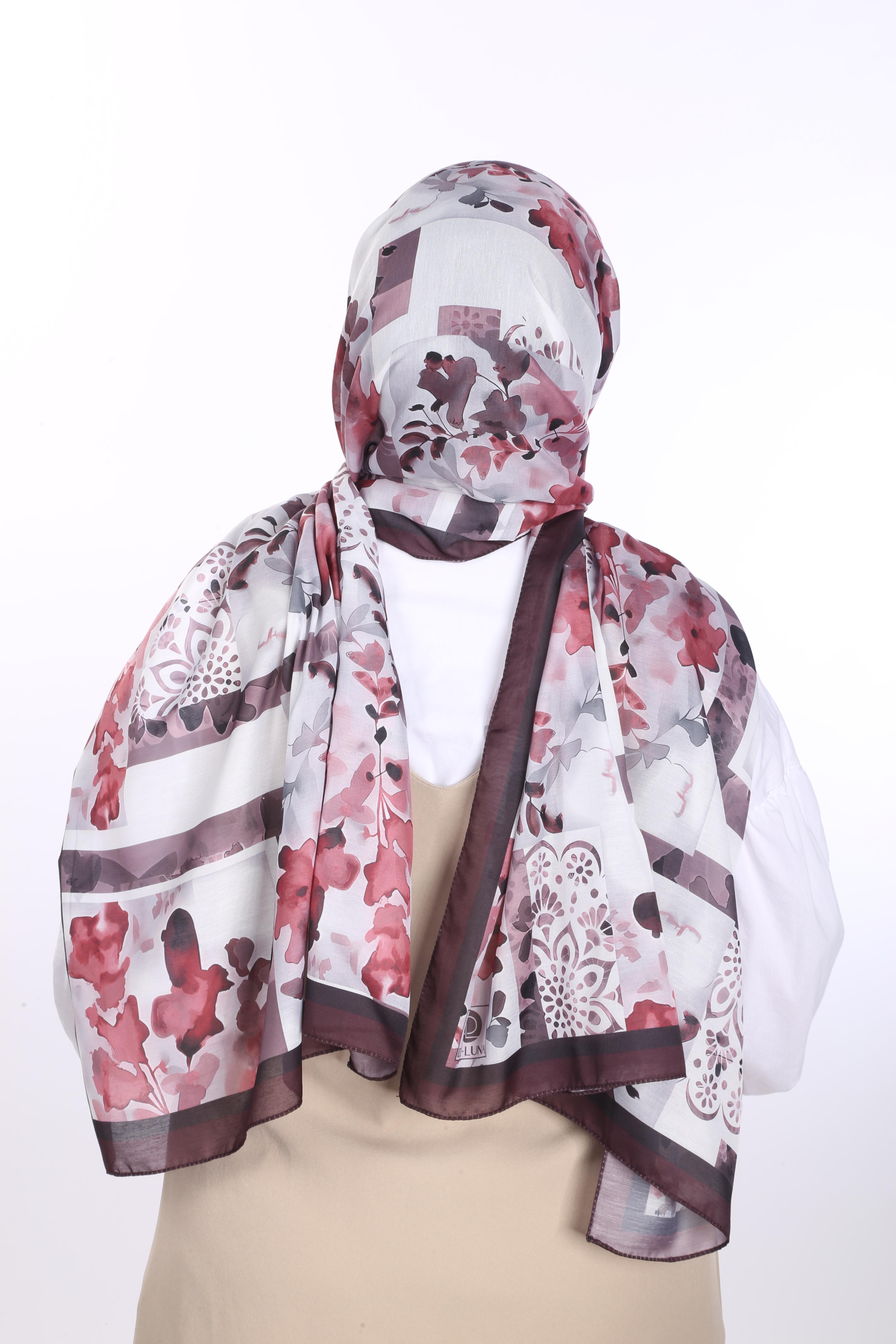 Floral Desen Soft Şal - Bordo