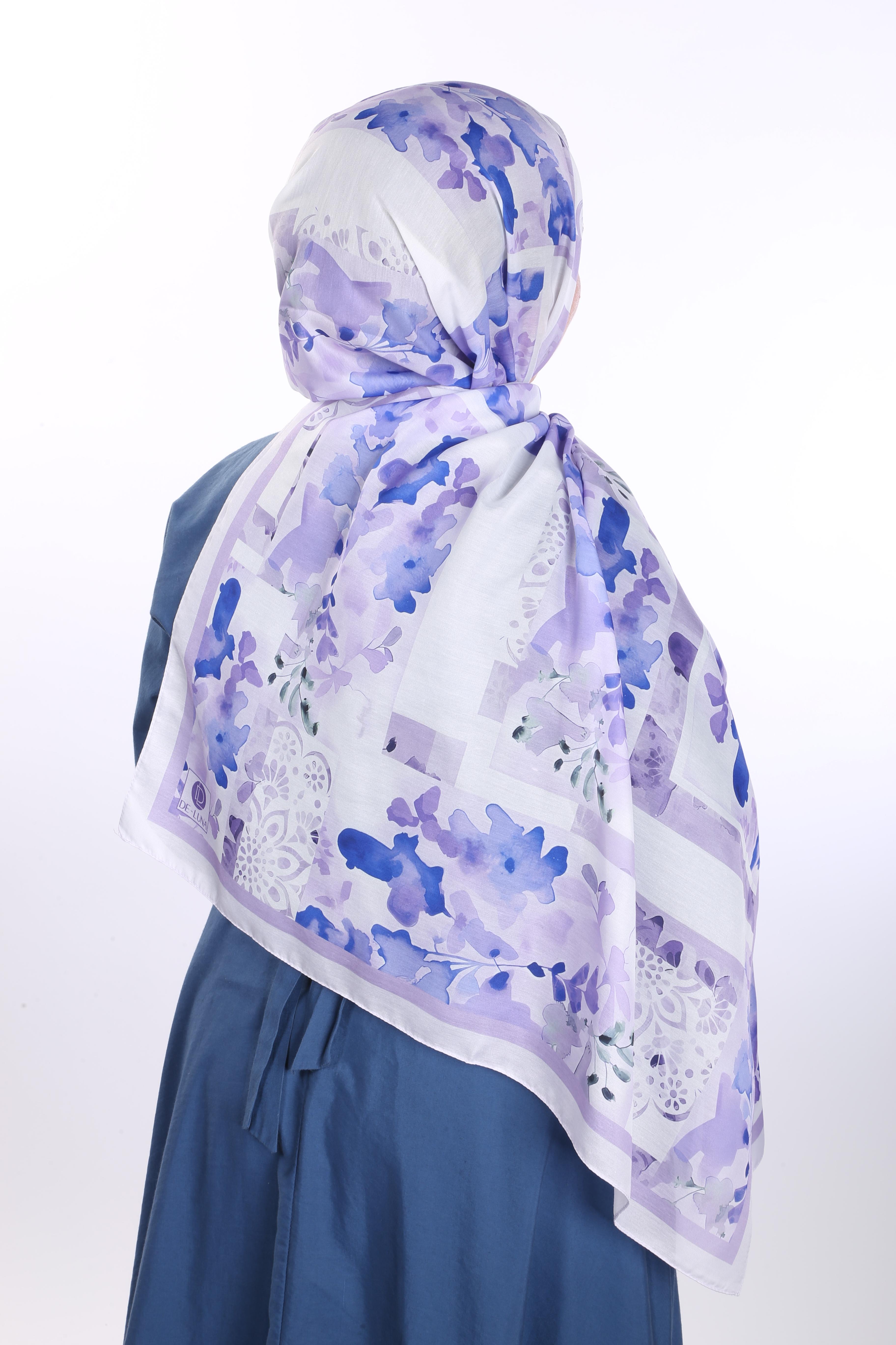 Floral Desen Soft Şal - Lila