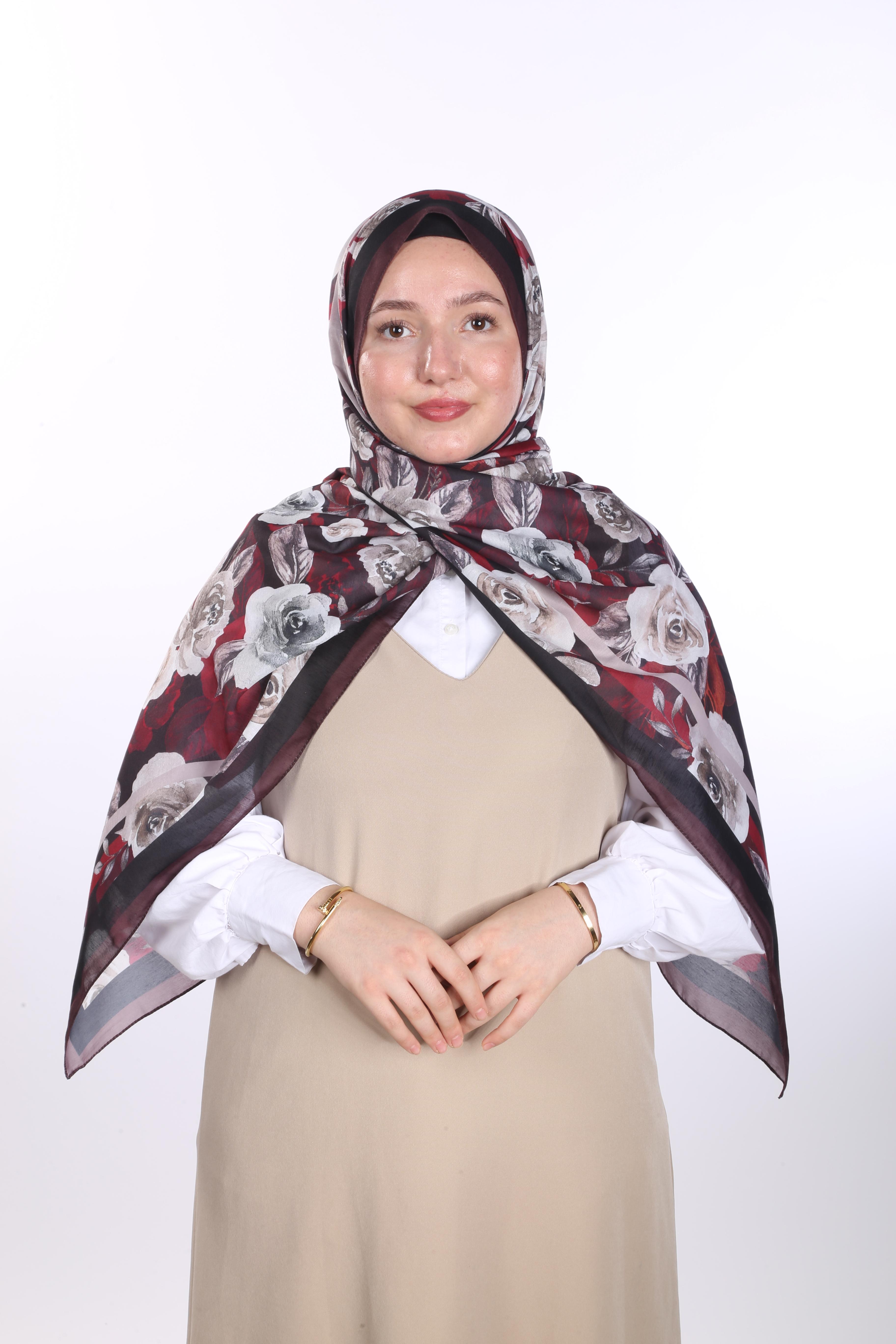 Asmin Desen Soft Şal - Bordo