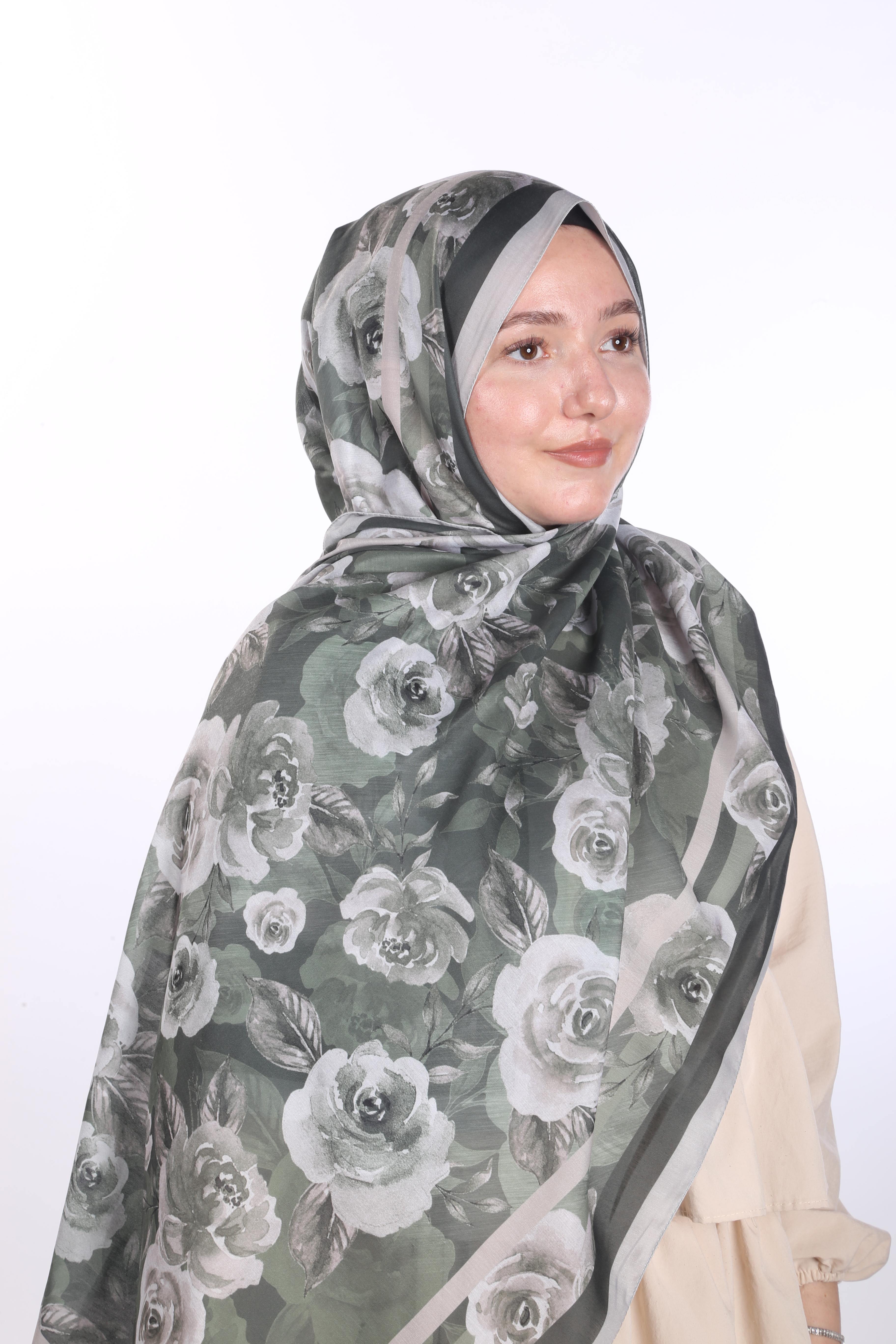 Asmin Desen Soft Şal - Haki 