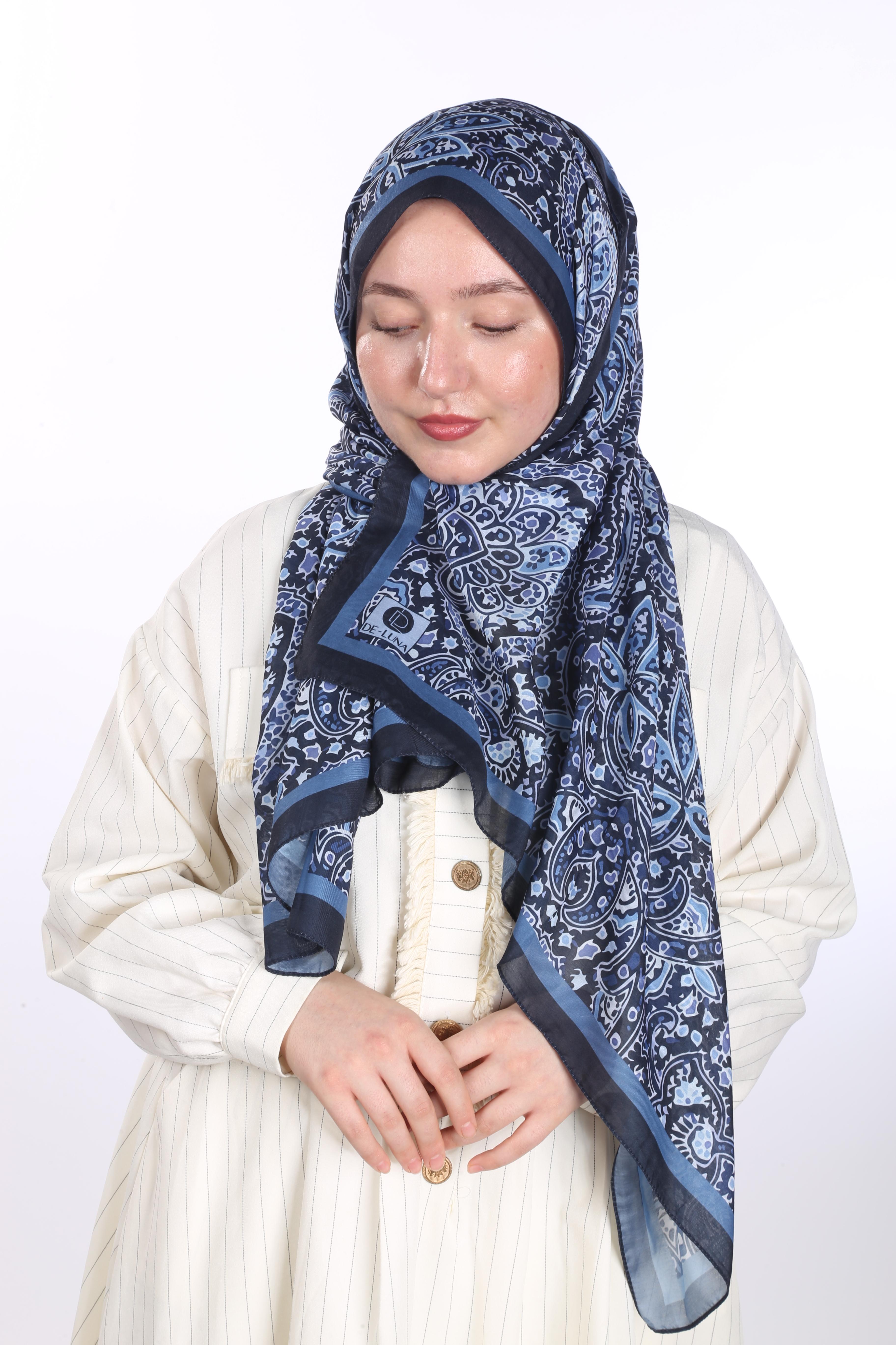 Laila Desen Soft Şal - Lacivert