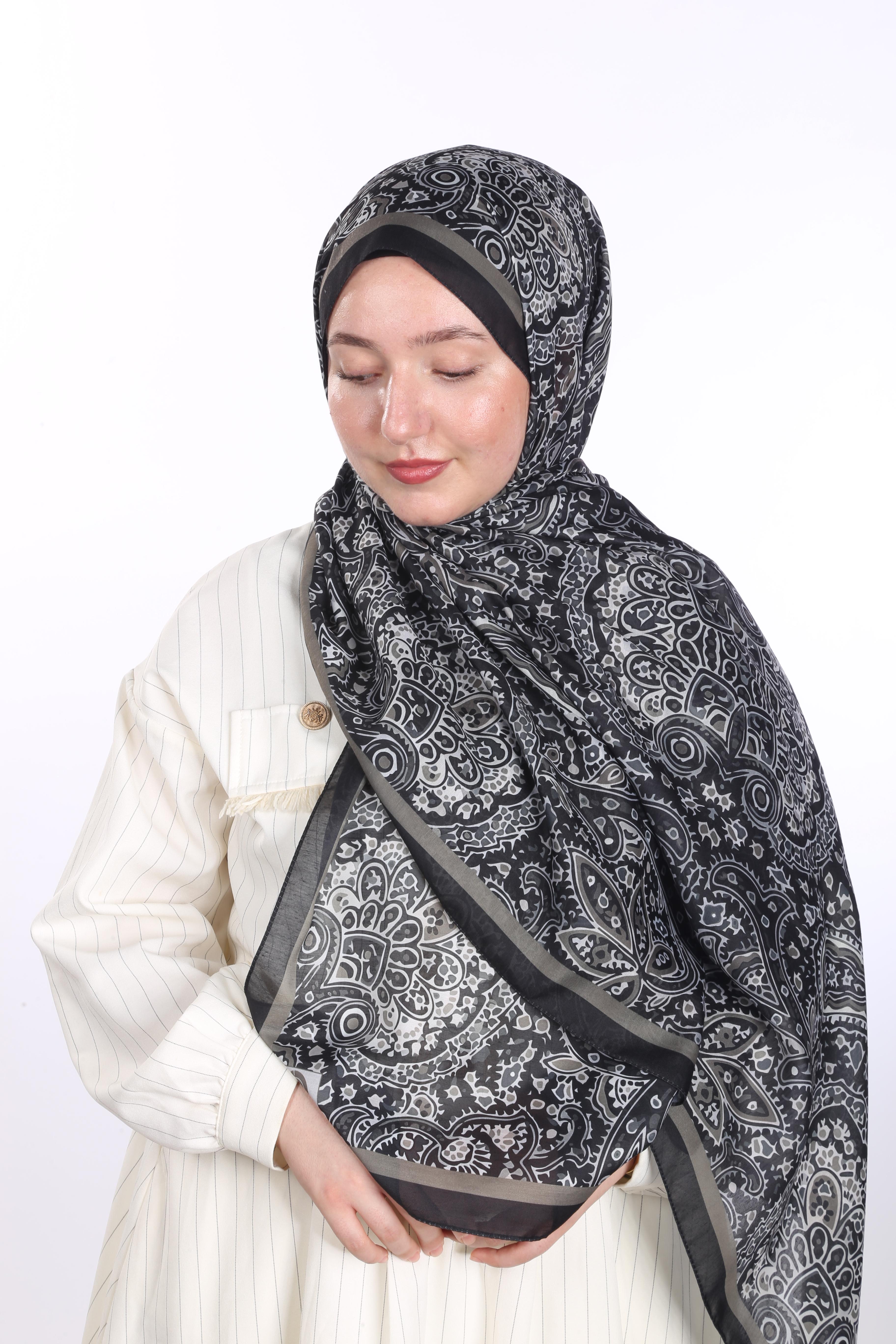 Laila Desen Soft Şal - Gece Siyah