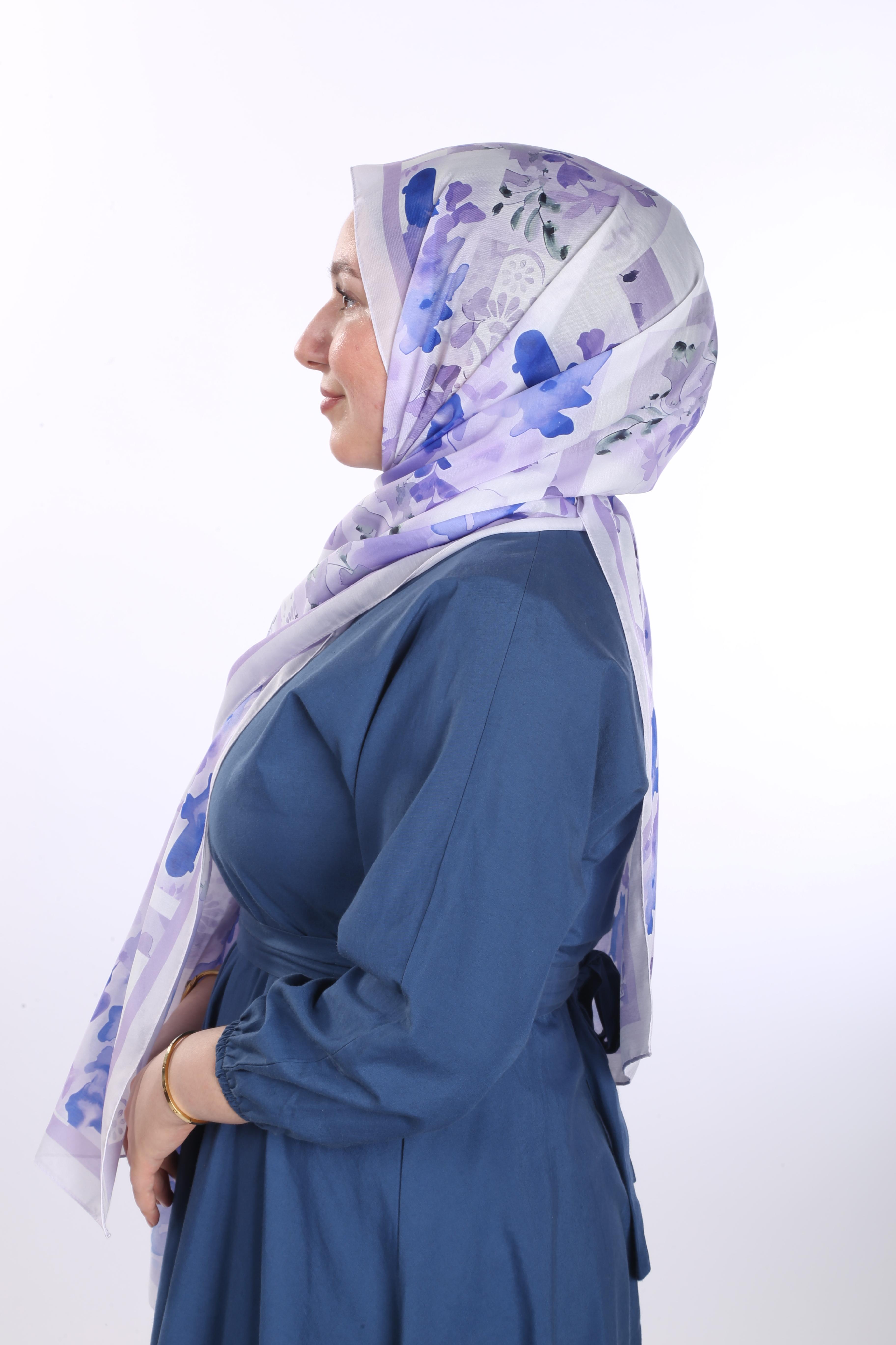 Floral Desen Soft Şal - Lila
