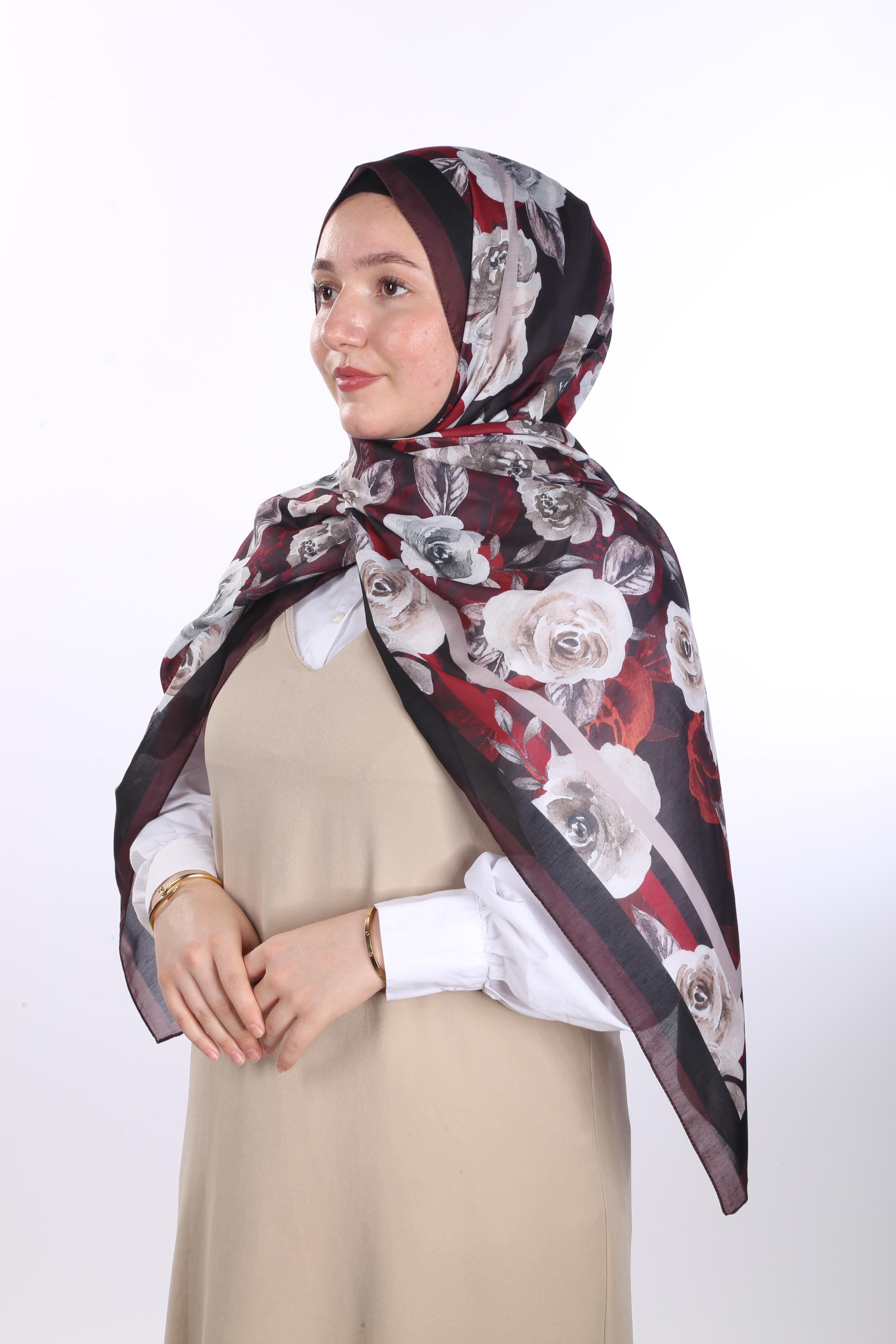 Asmin Desen Soft Şal - Bordo